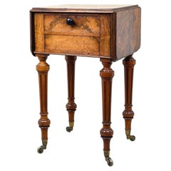 Walnut 19th Century Pembroke Table Bedside Cupboard, Stamped Gillow