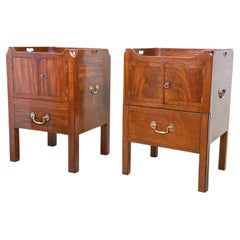 Matched Pair Of Georgian Mahogany Bedside Night Tables