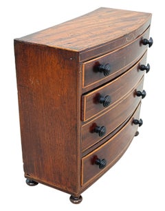 Charming 18th Century Georgian Bowfront Miniature Chest Of Drawers