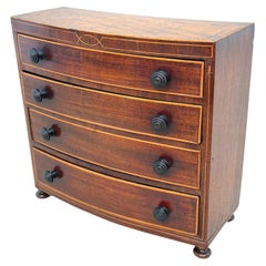 Charming 18th Century Georgian Bowfront Miniature Chest Of Drawers