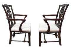Fine Pair Of 18th Century Chippendale Period Mahogany Carver Armchairs