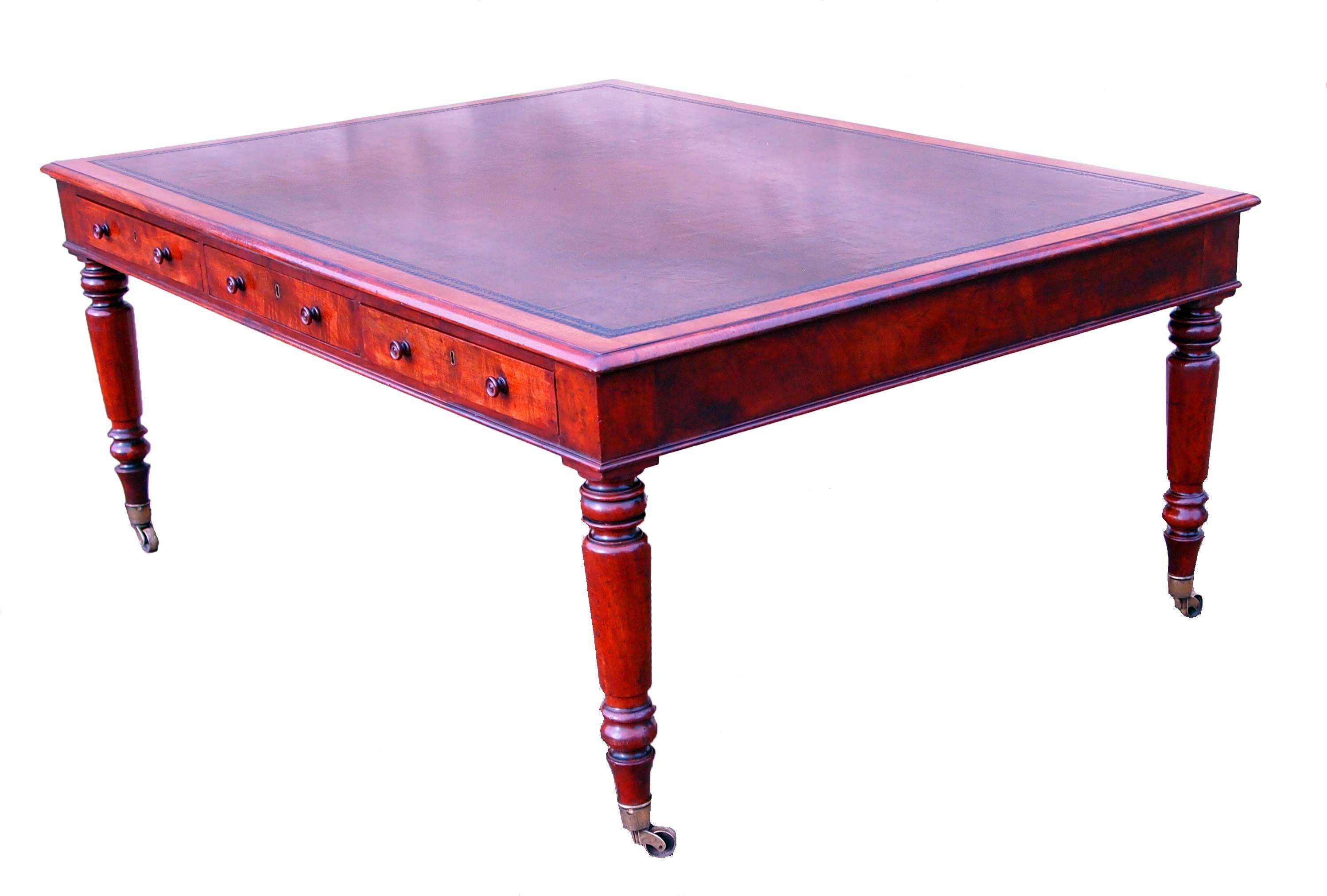 English Antique Large Regency Mahogany Partners Writing Table