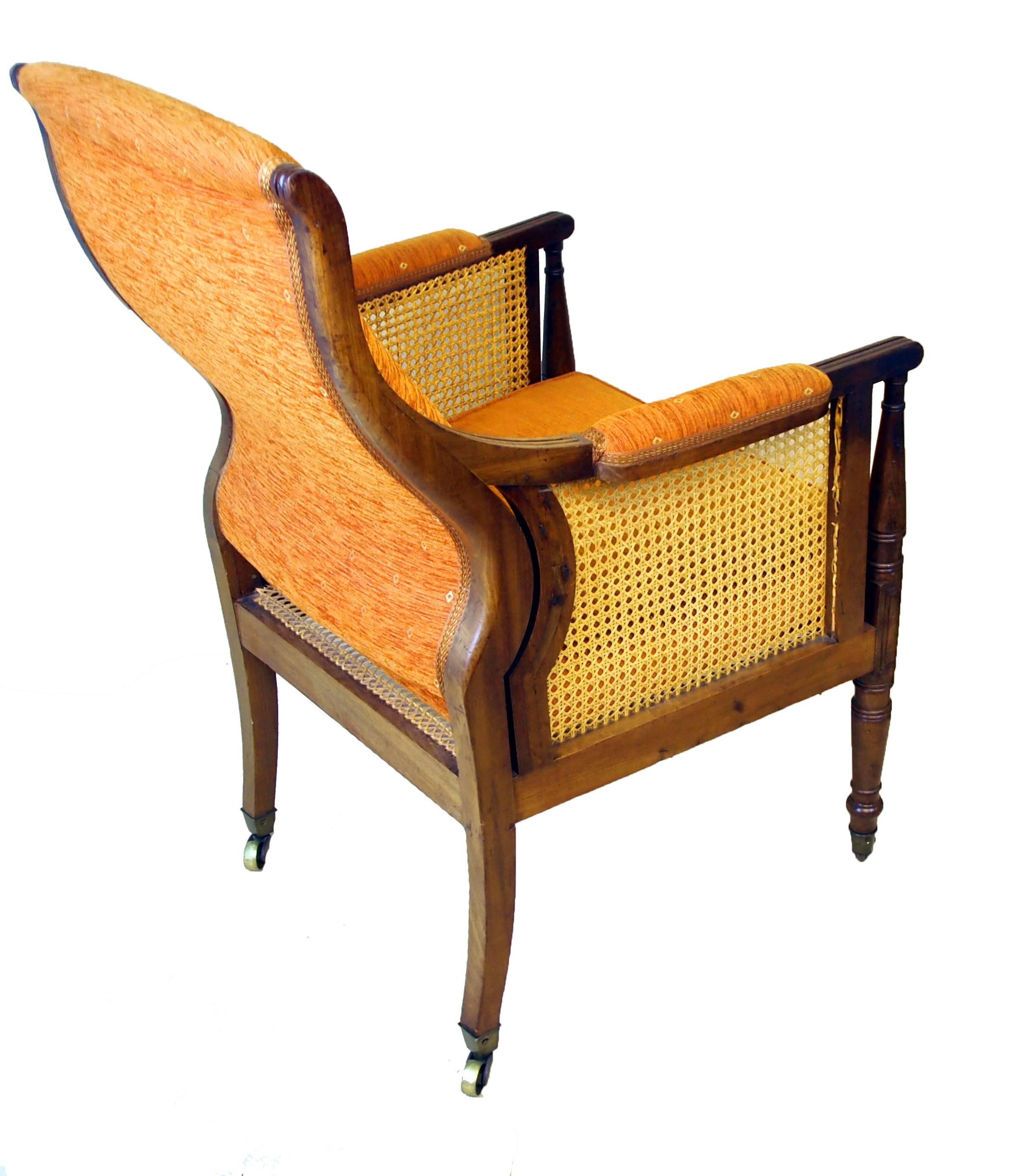 English Antique Regency Mahogany Bergere Chair
