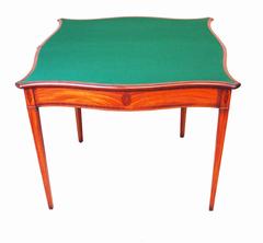 Antique Georgian Satinwood Serpentine Card Table