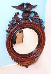 Miroir convexe ancien en acajou