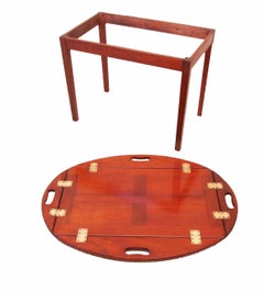 Antique Georgian Oval Mahogany Butlers Tray on Stand