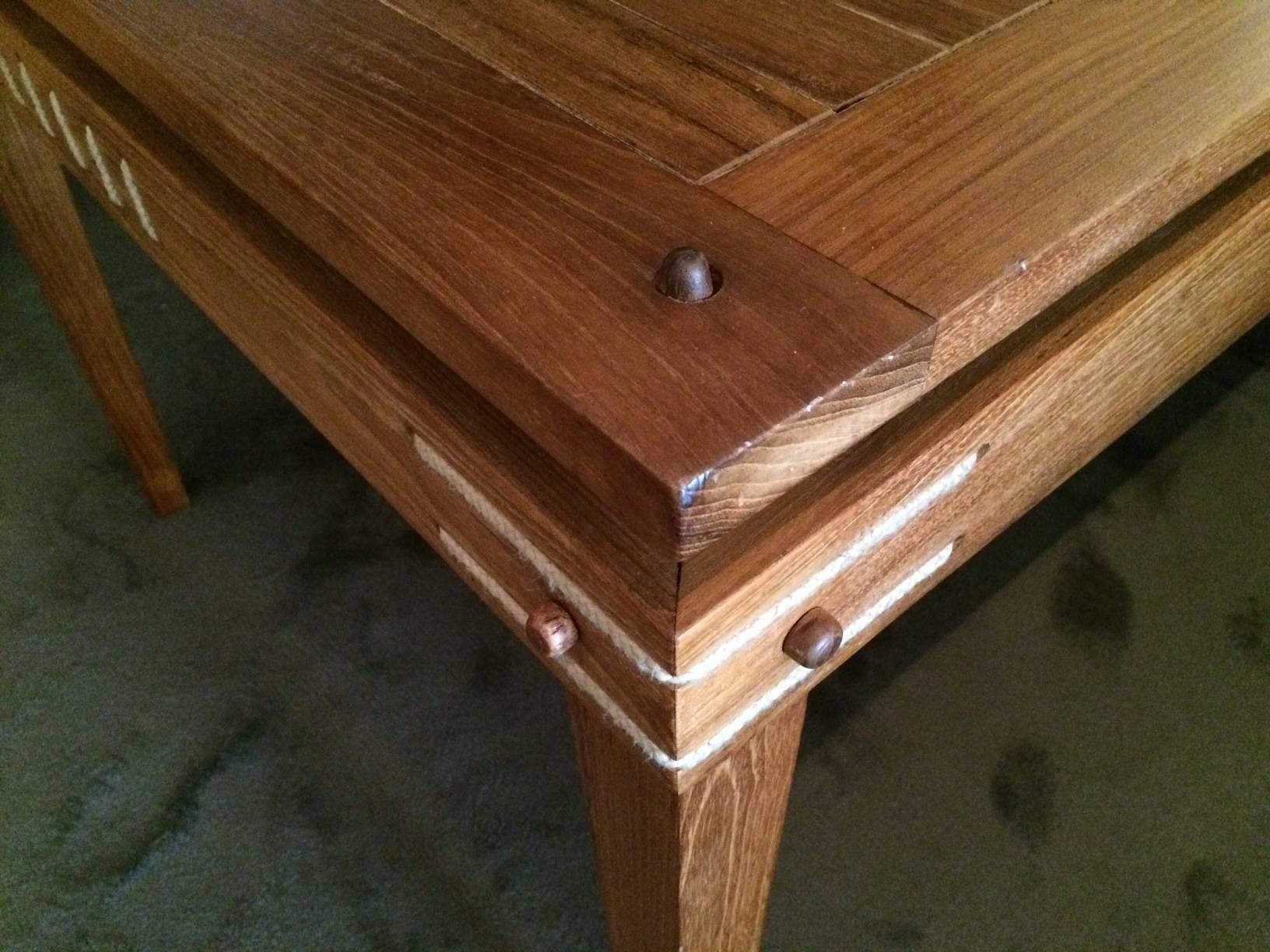 Late 20th Century Walnut Table with Pass-Through Rope-Work