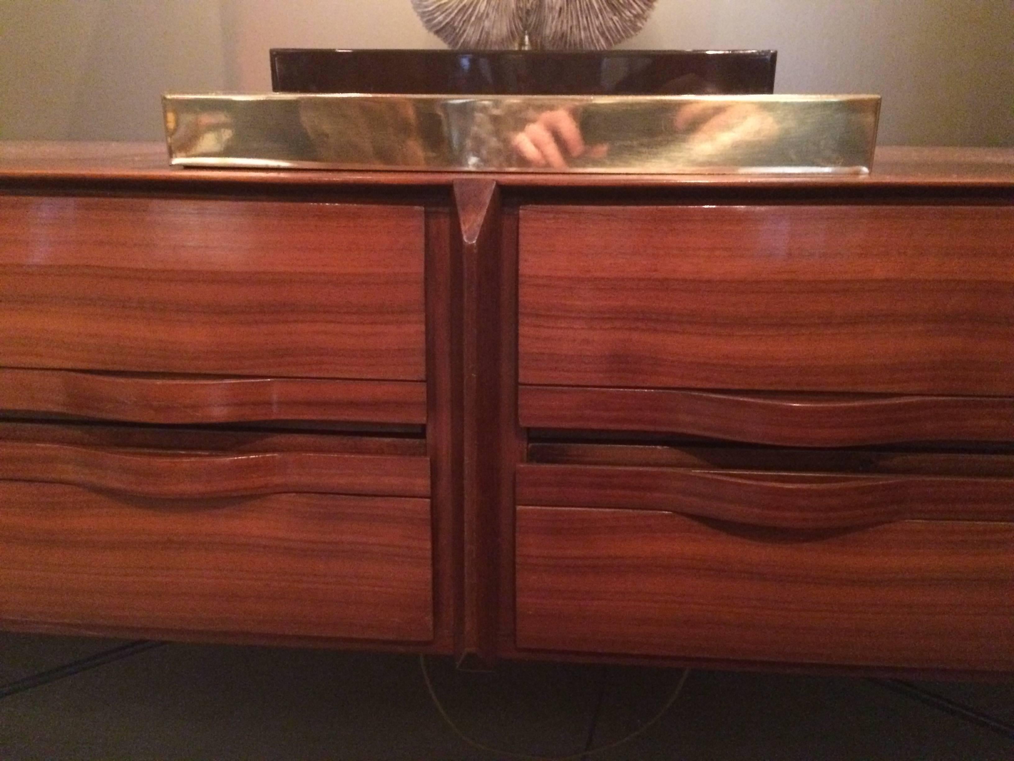 Mid-20th Century Large Four Drawers Console Table