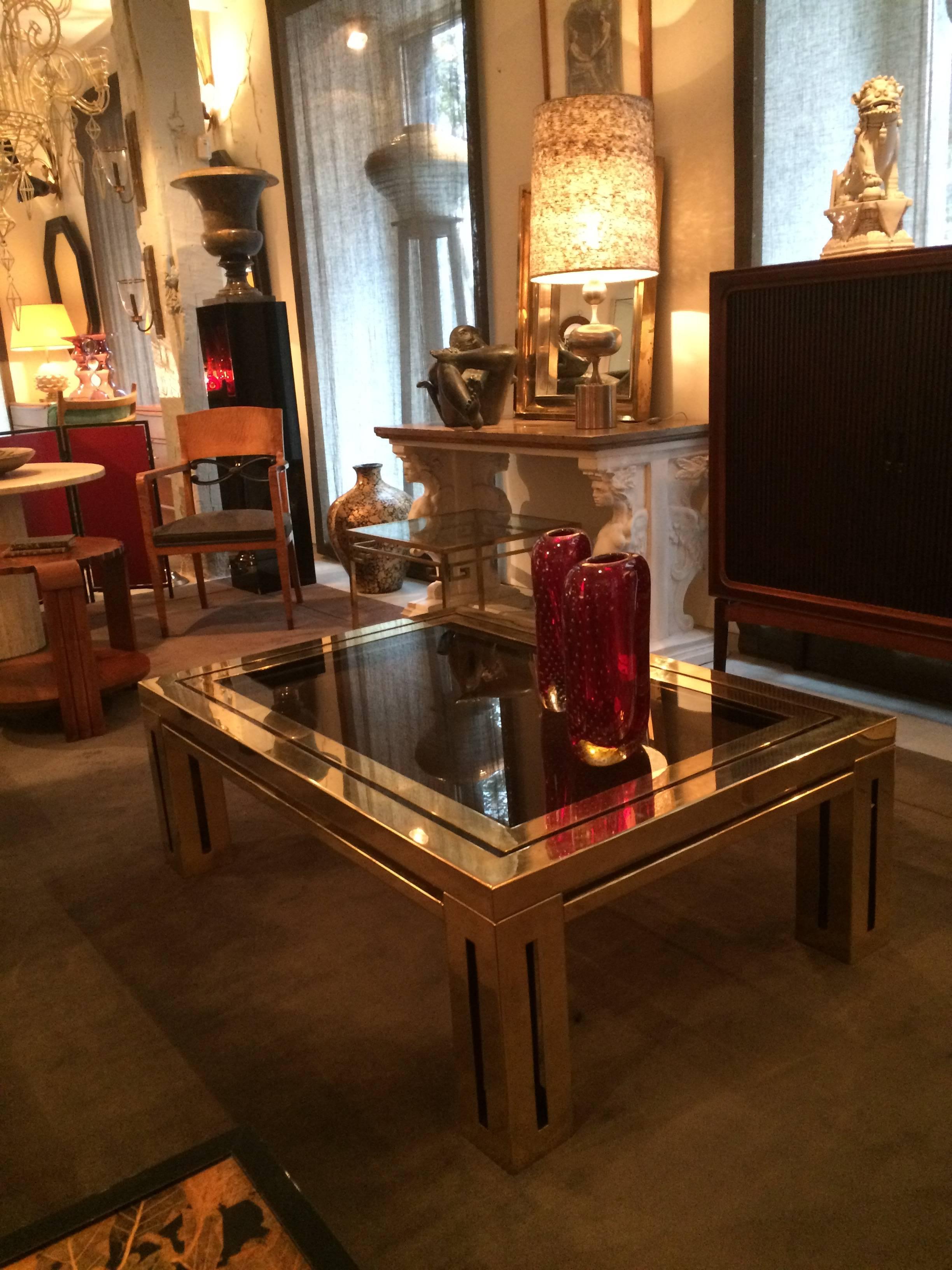 Late 20th Century Brass Coffee Table by Mercier Frères For Sale