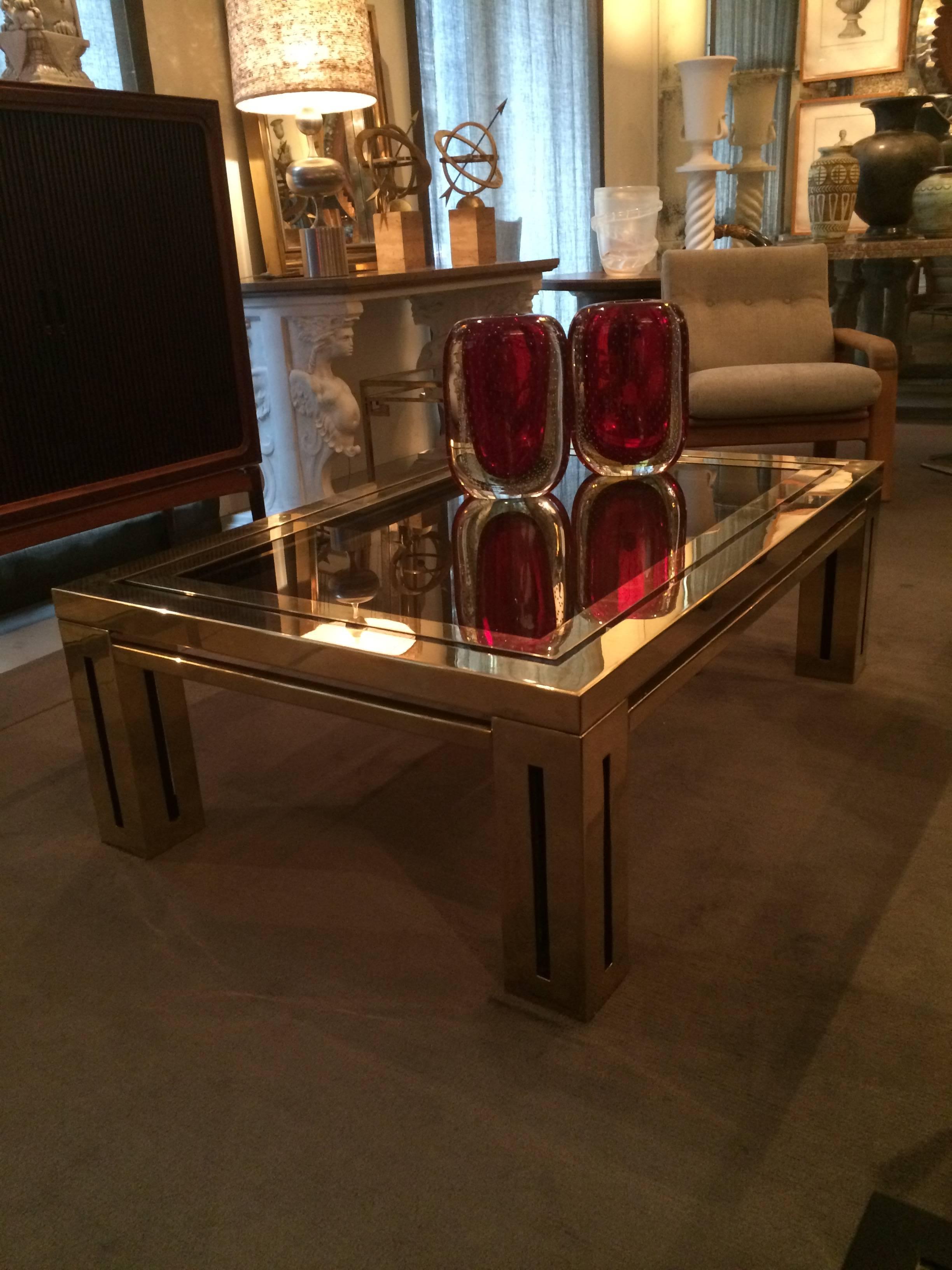Brass Coffee Table by Mercier Frères For Sale 1