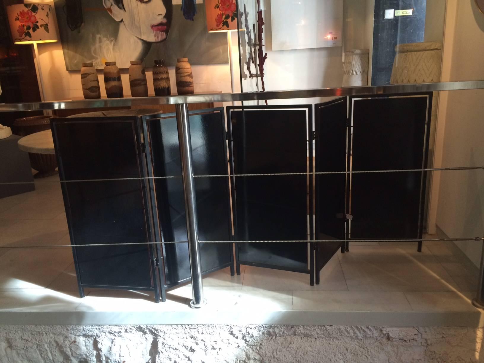 Iron Black Lacquered Screen For Sale