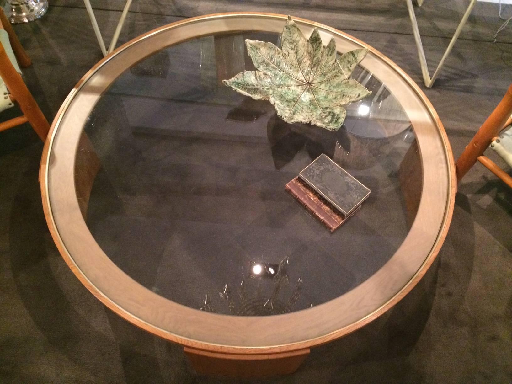 Marquetry Art Deco Round Coffee Table