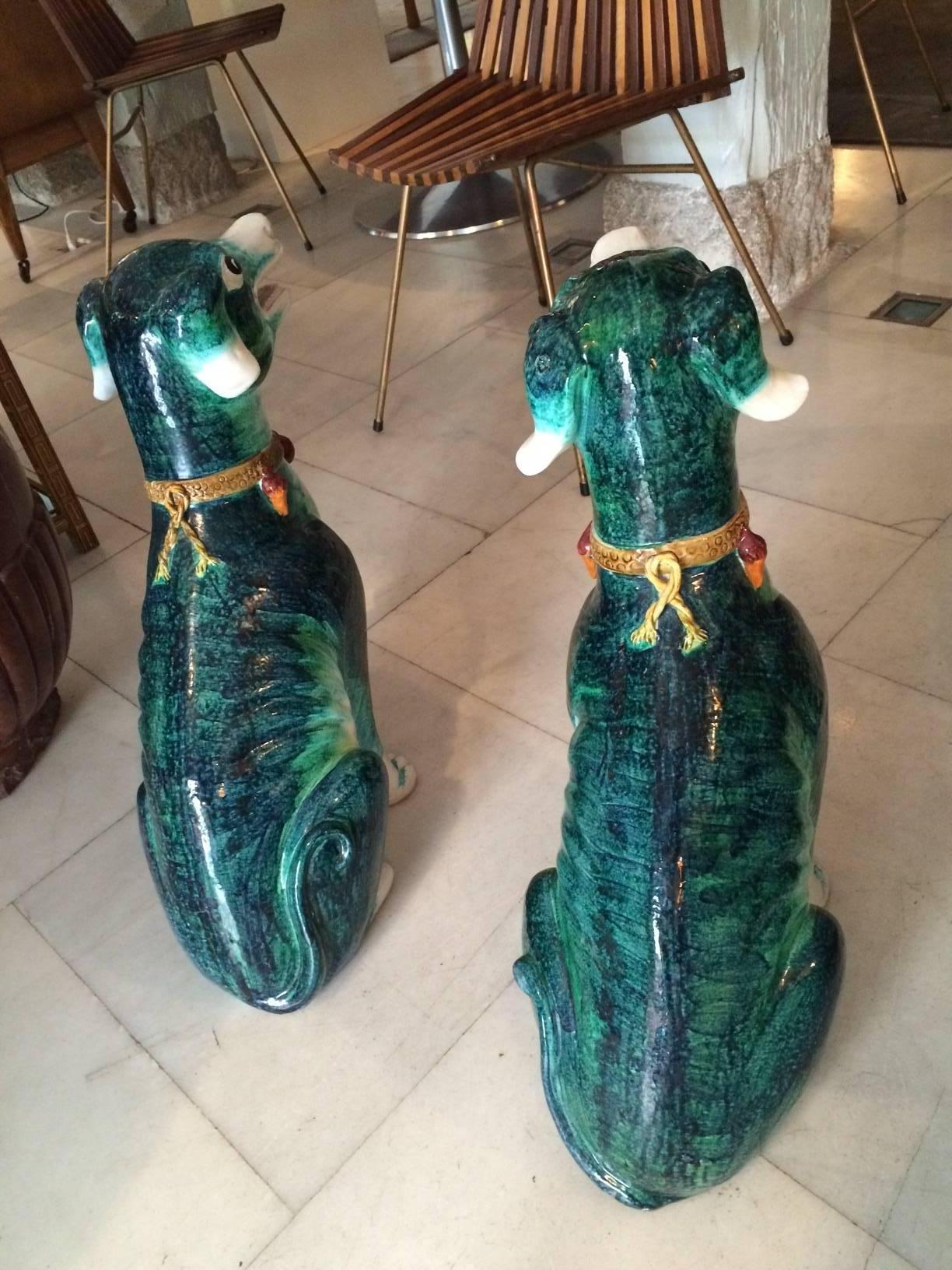 Pair of ceramic dogs For Sale 1