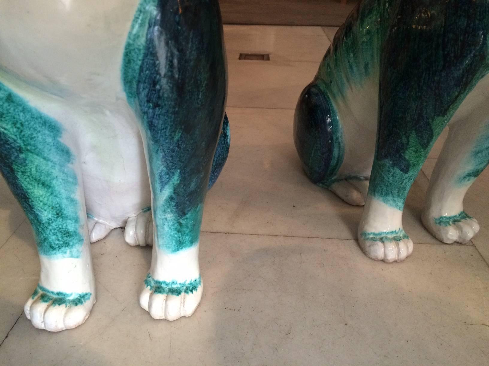 Pair of ceramic dogs In Excellent Condition For Sale In Madrid, Madrid