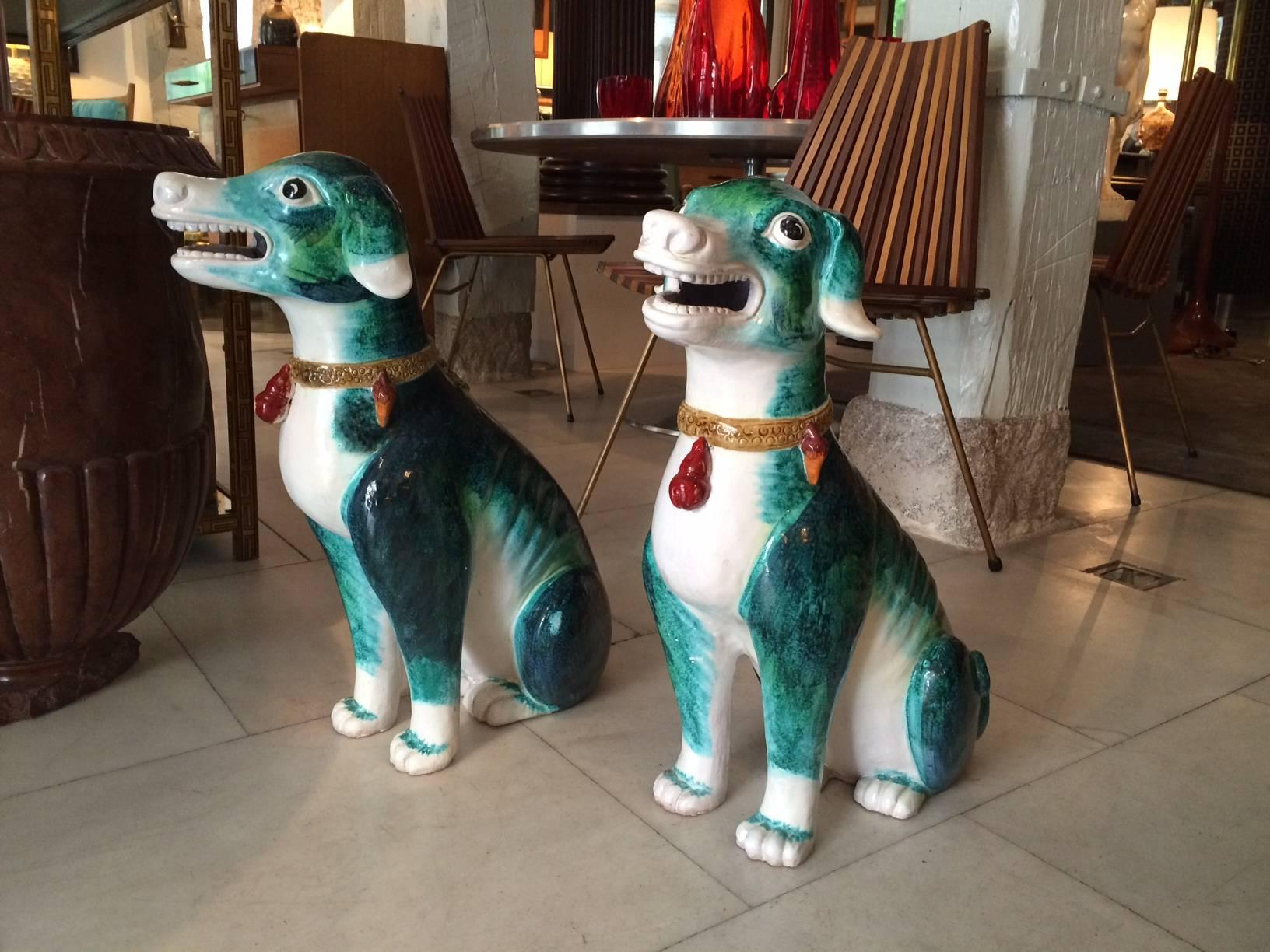 Chinese Export Pair of ceramic dogs For Sale