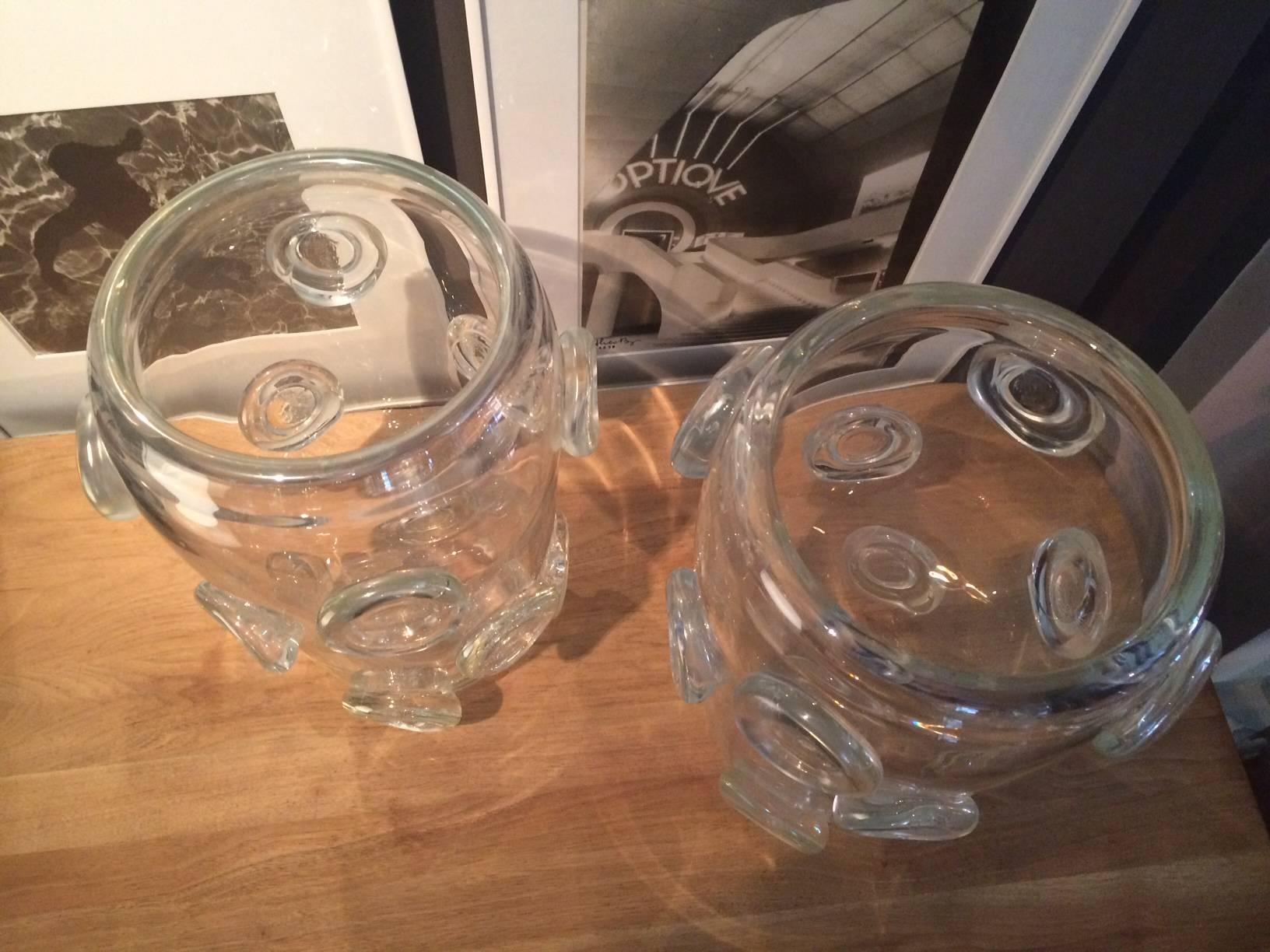 Late 20th Century Pair of Murano Vases by V. Constantini For Sale