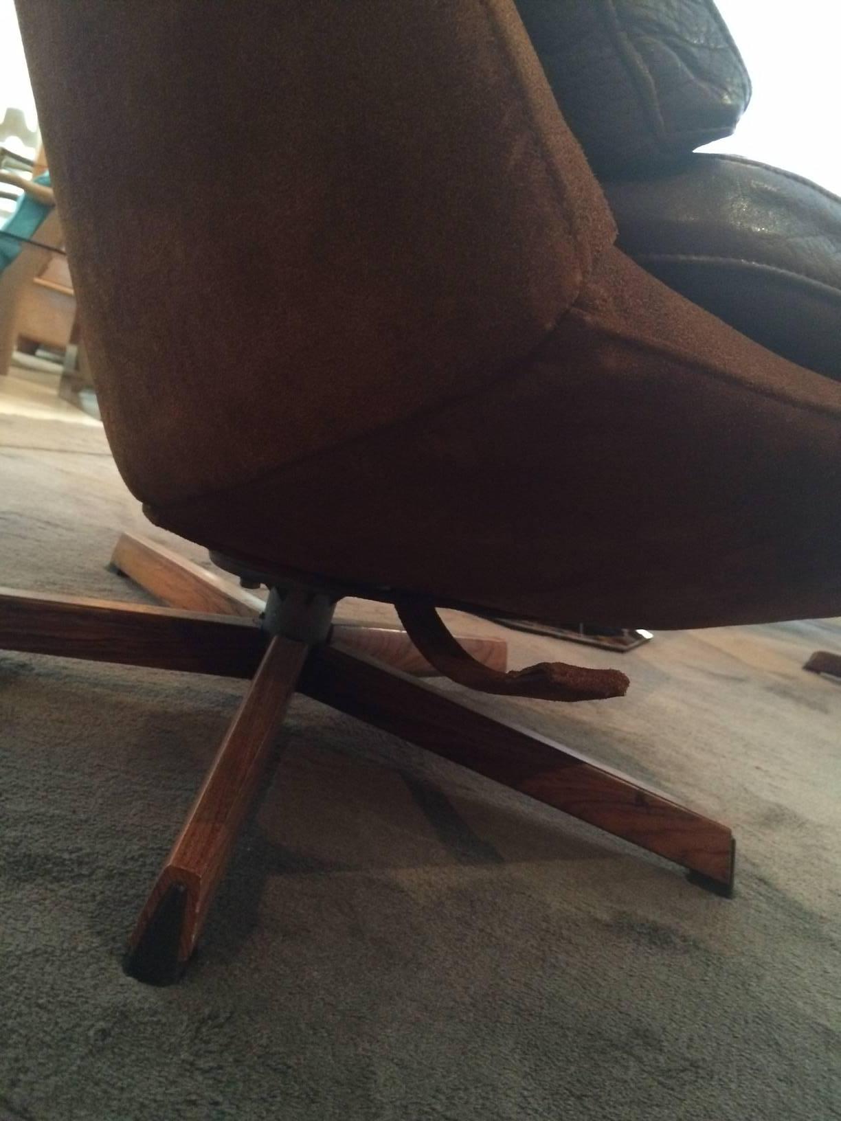 Suede Pair of Swivel Chairs by Madsen & Schubel