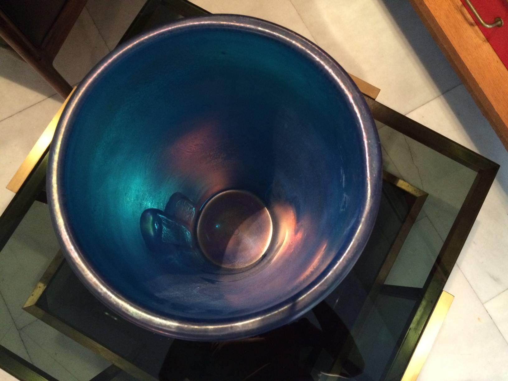 Blue-Colored Murano Glass Vase by Giulio Ferro For Sale 1