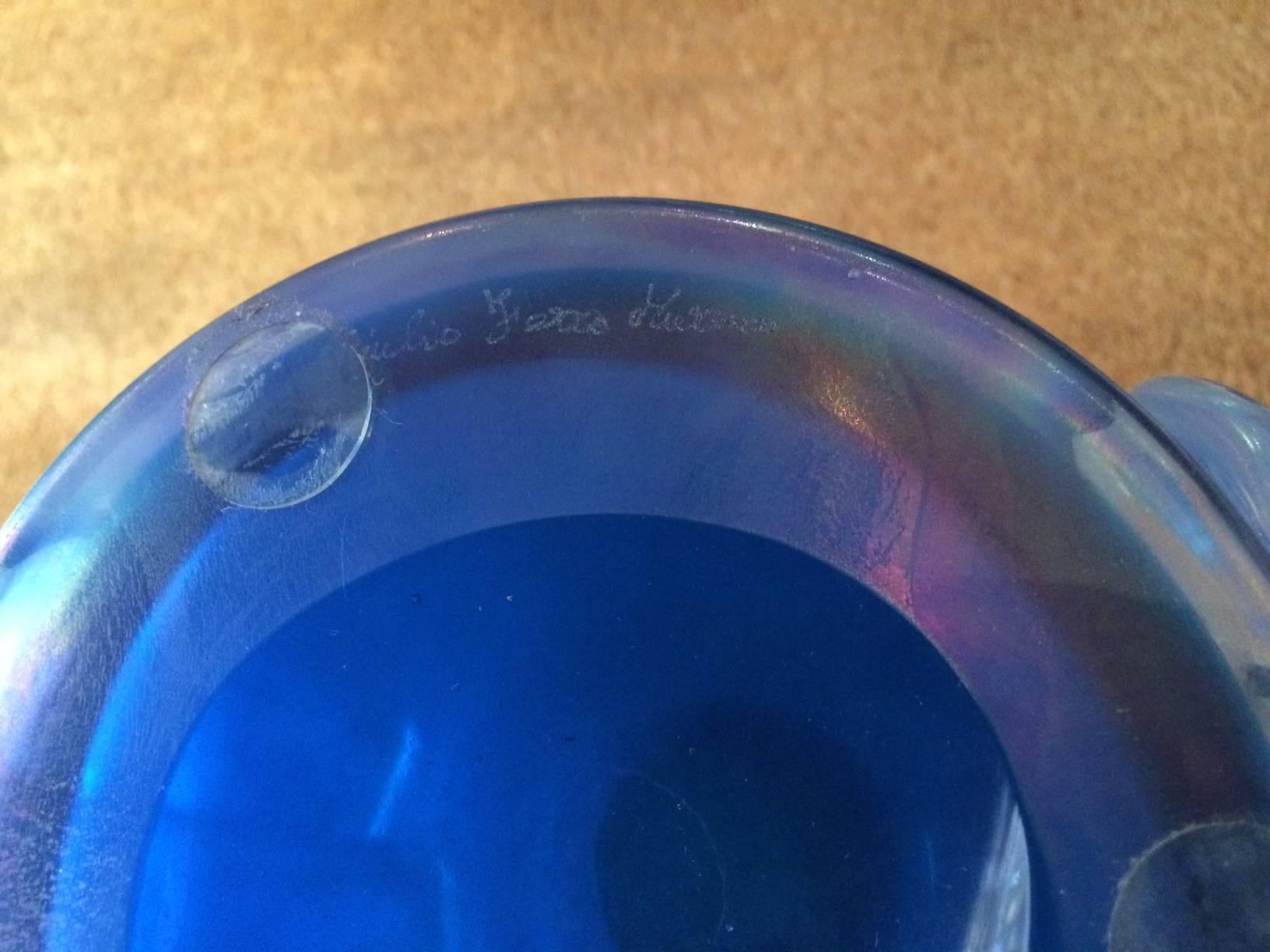 Blue-Colored Murano Glass Vase by Giulio Ferro For Sale 2