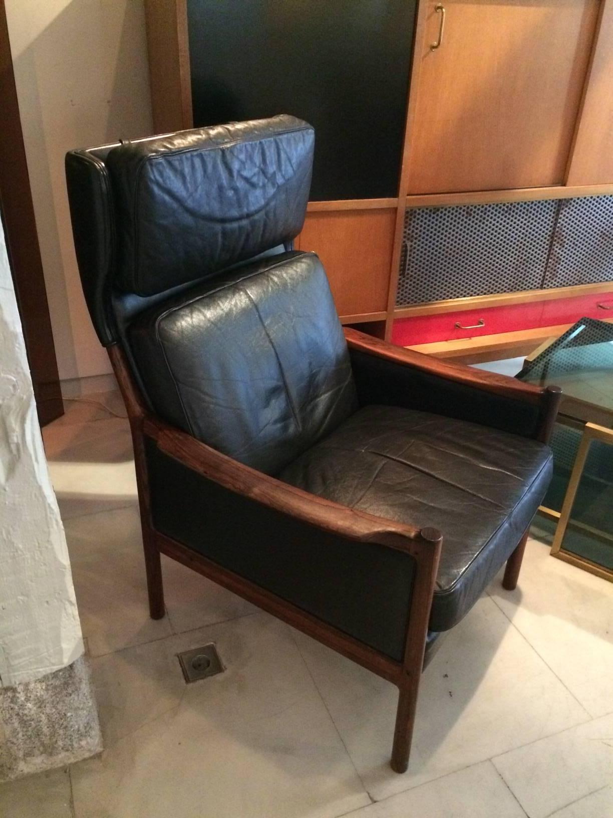 Wingback Leather Armchair For Sale 5