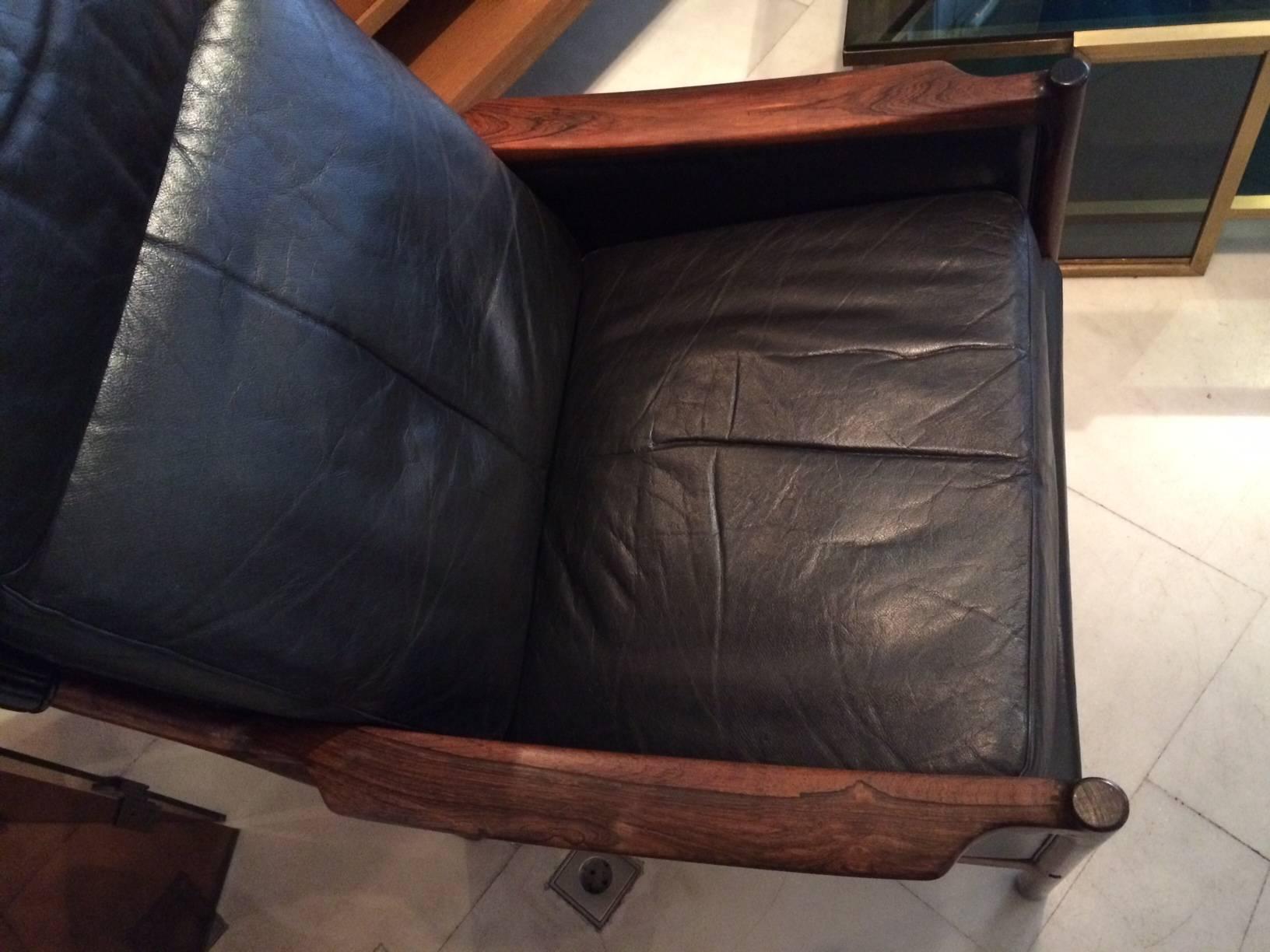 Mid-20th Century Wingback Leather Armchair For Sale