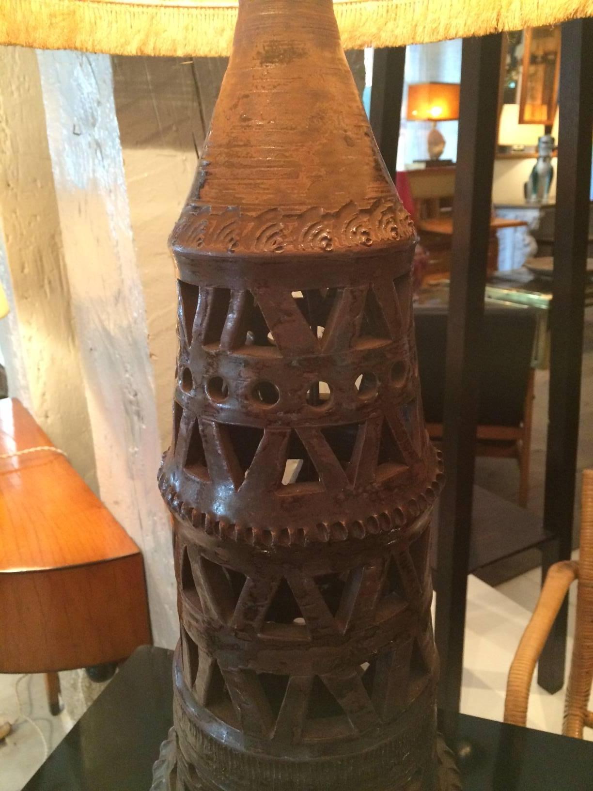 Mid-20th Century Ceramic Table Lamp Attributed to Raphaël Giarrusso For Sale