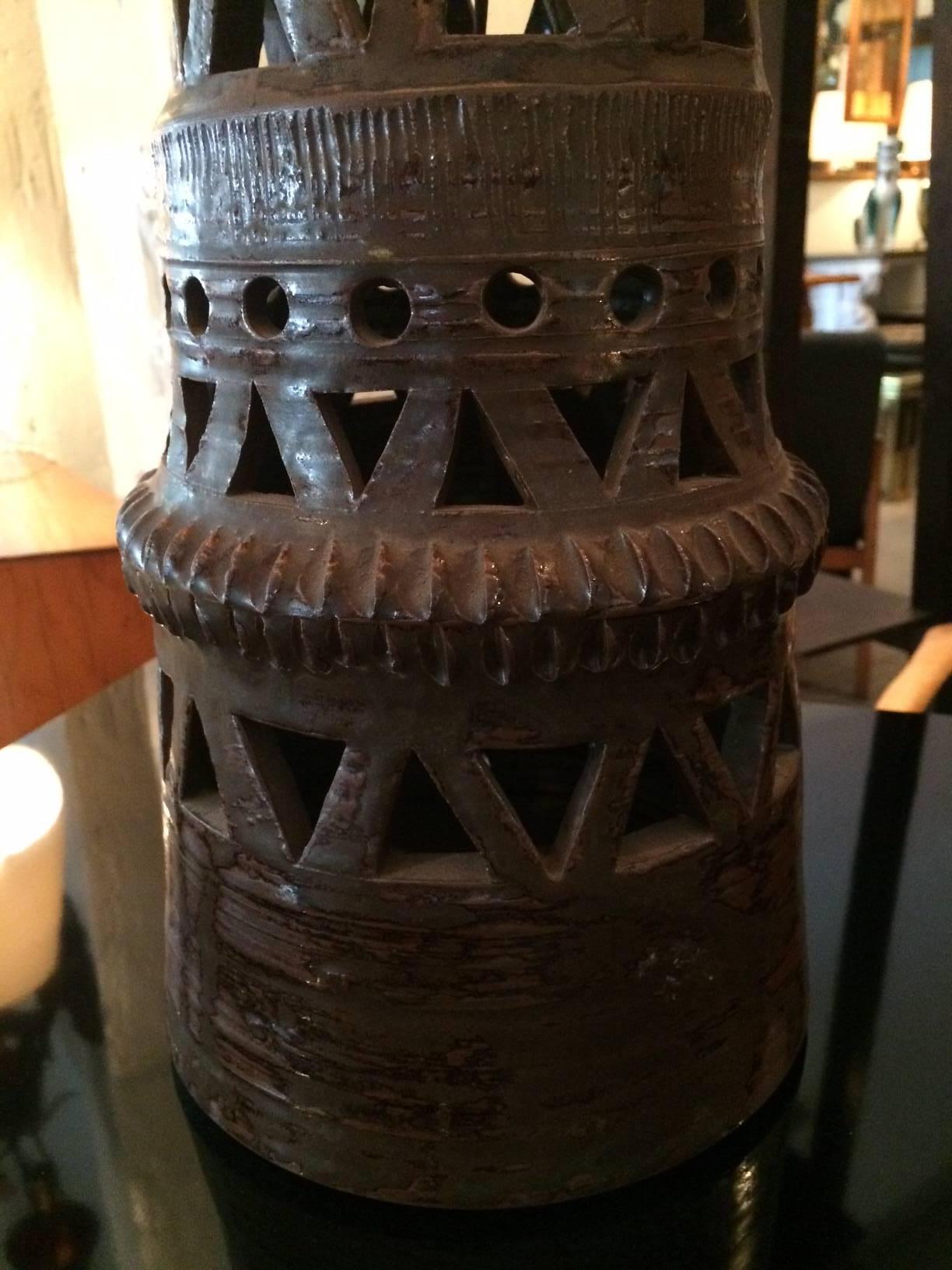 Sandstone Ceramic Table Lamp Attributed to Raphaël Giarrusso For Sale