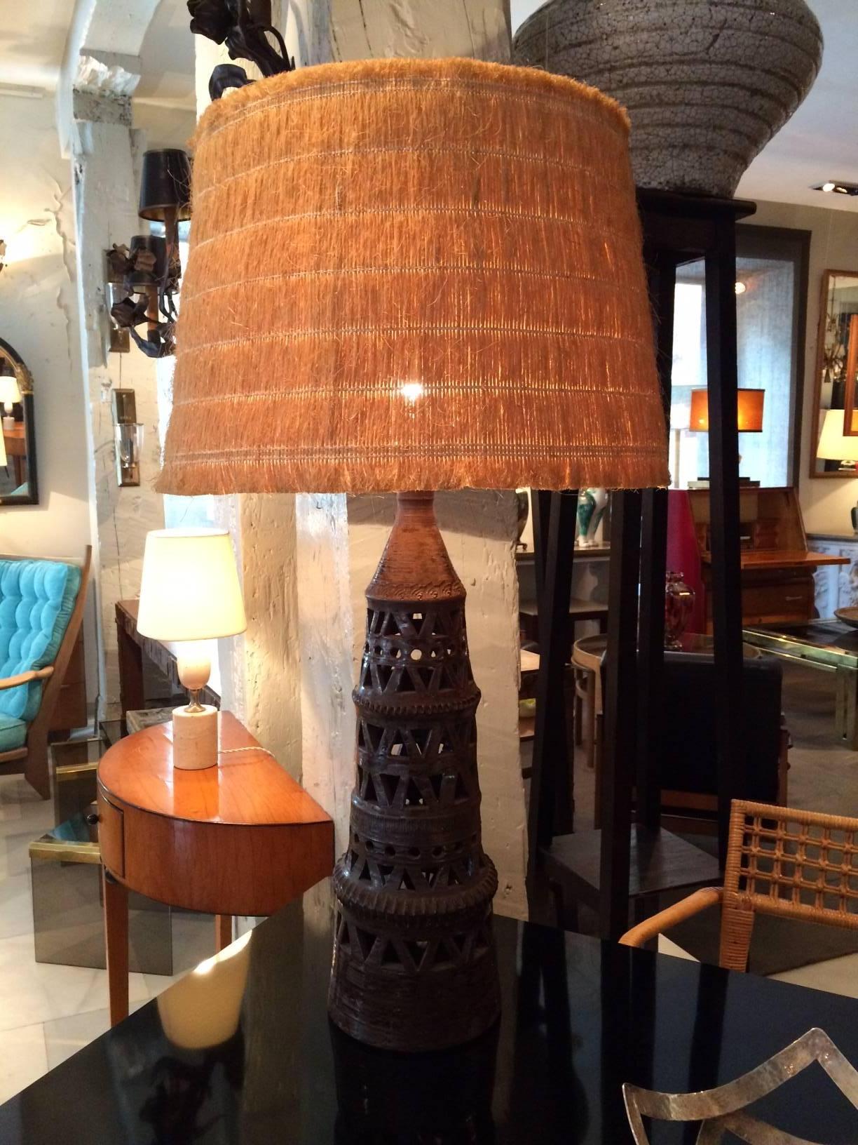 Ceramic Table Lamp Attributed to Raphaël Giarrusso In Excellent Condition For Sale In Madrid, Madrid
