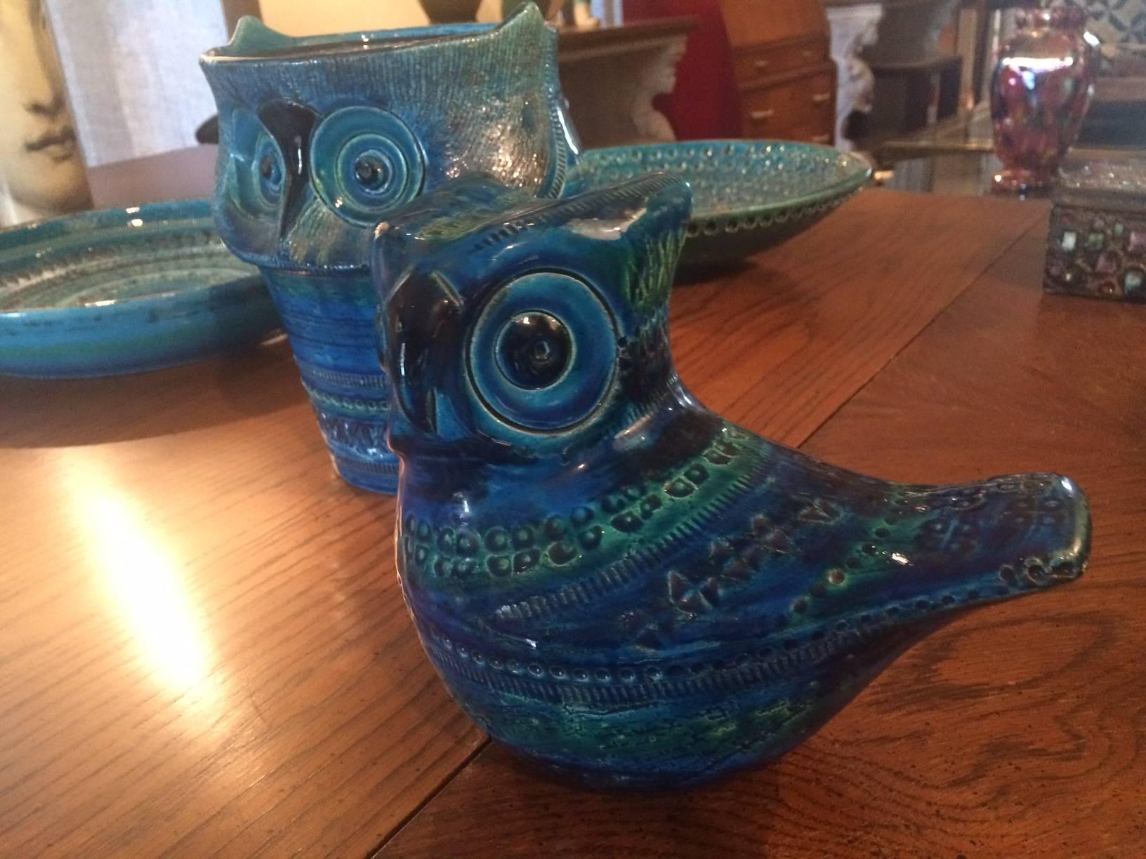 Mid-20th Century Two Owls from Rimini Blue Series For Sale