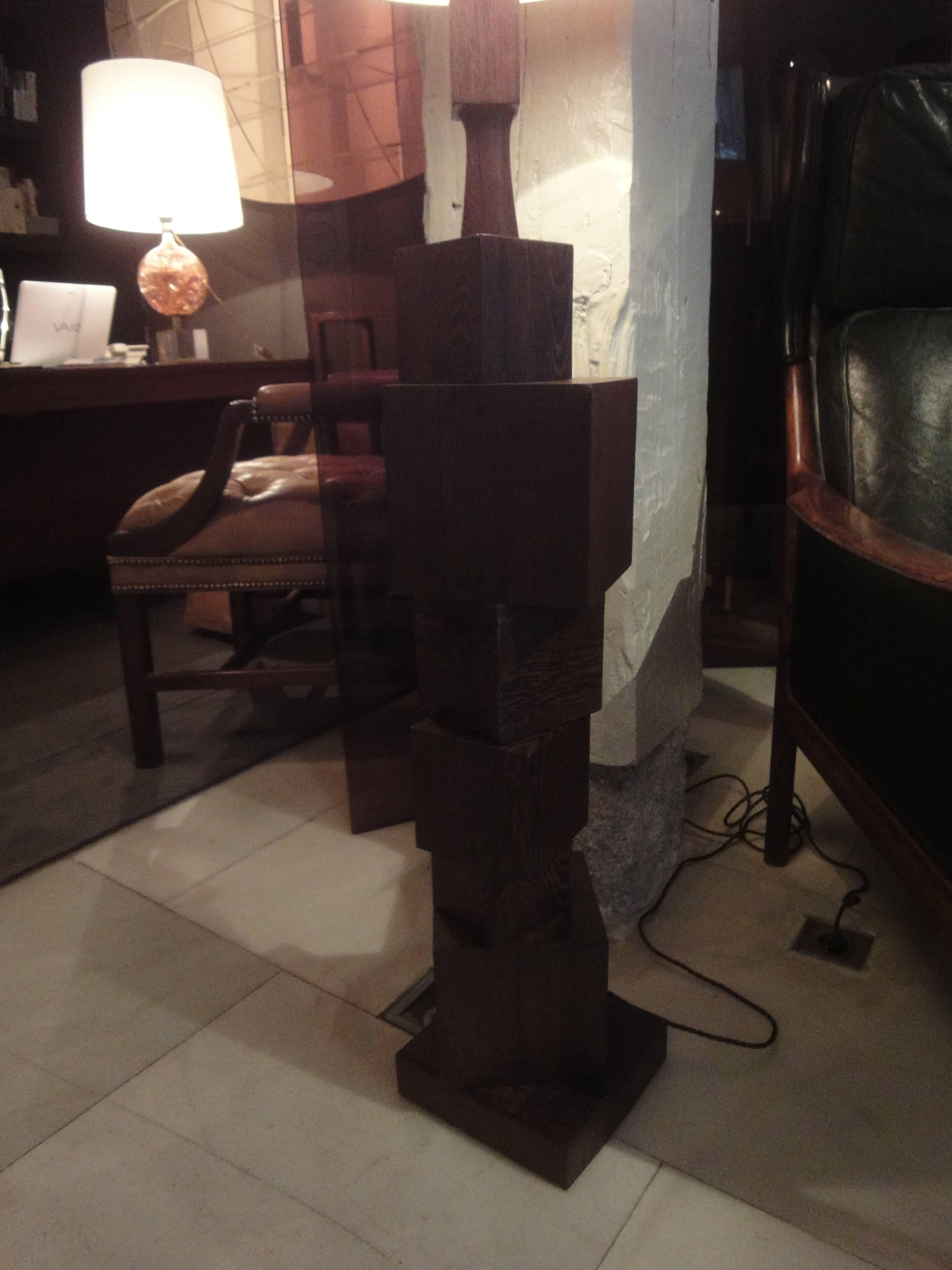 Mid-20th Century Reading Floor Lamp Formed by Rosewood Cubes For Sale