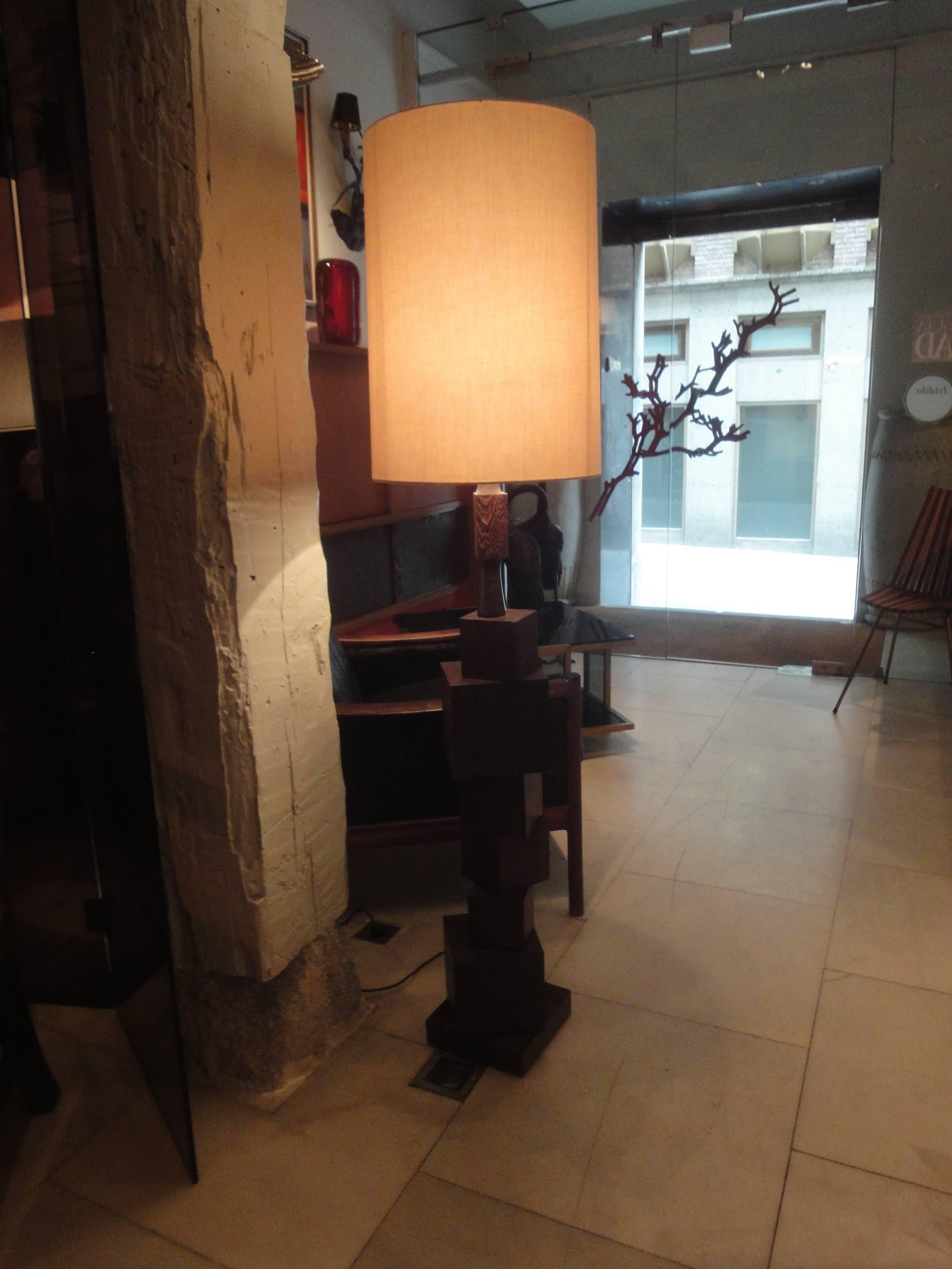 Reading Floor Lamp Formed by Rosewood Cubes For Sale 4