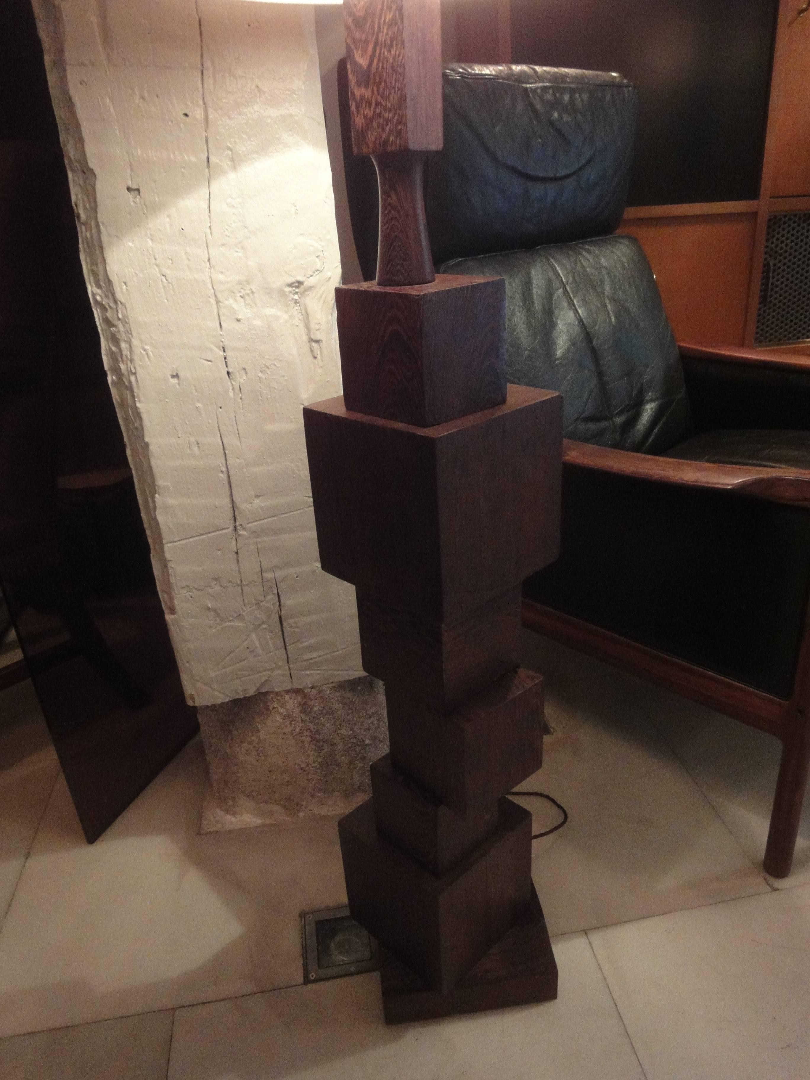 Reading Floor Lamp Formed by Rosewood Cubes For Sale 1