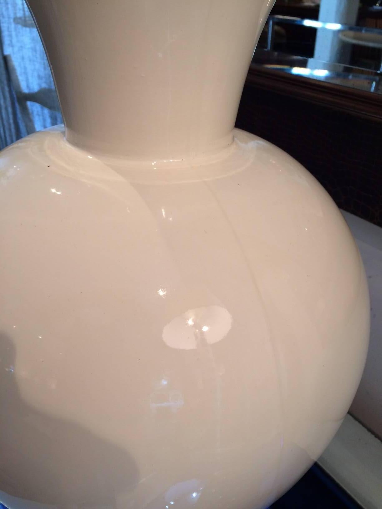 White Enameled Porcelain Vase For Sale 2