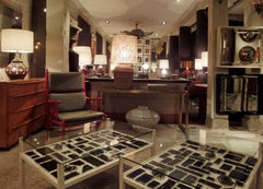 Brass Console Table with Glass Top