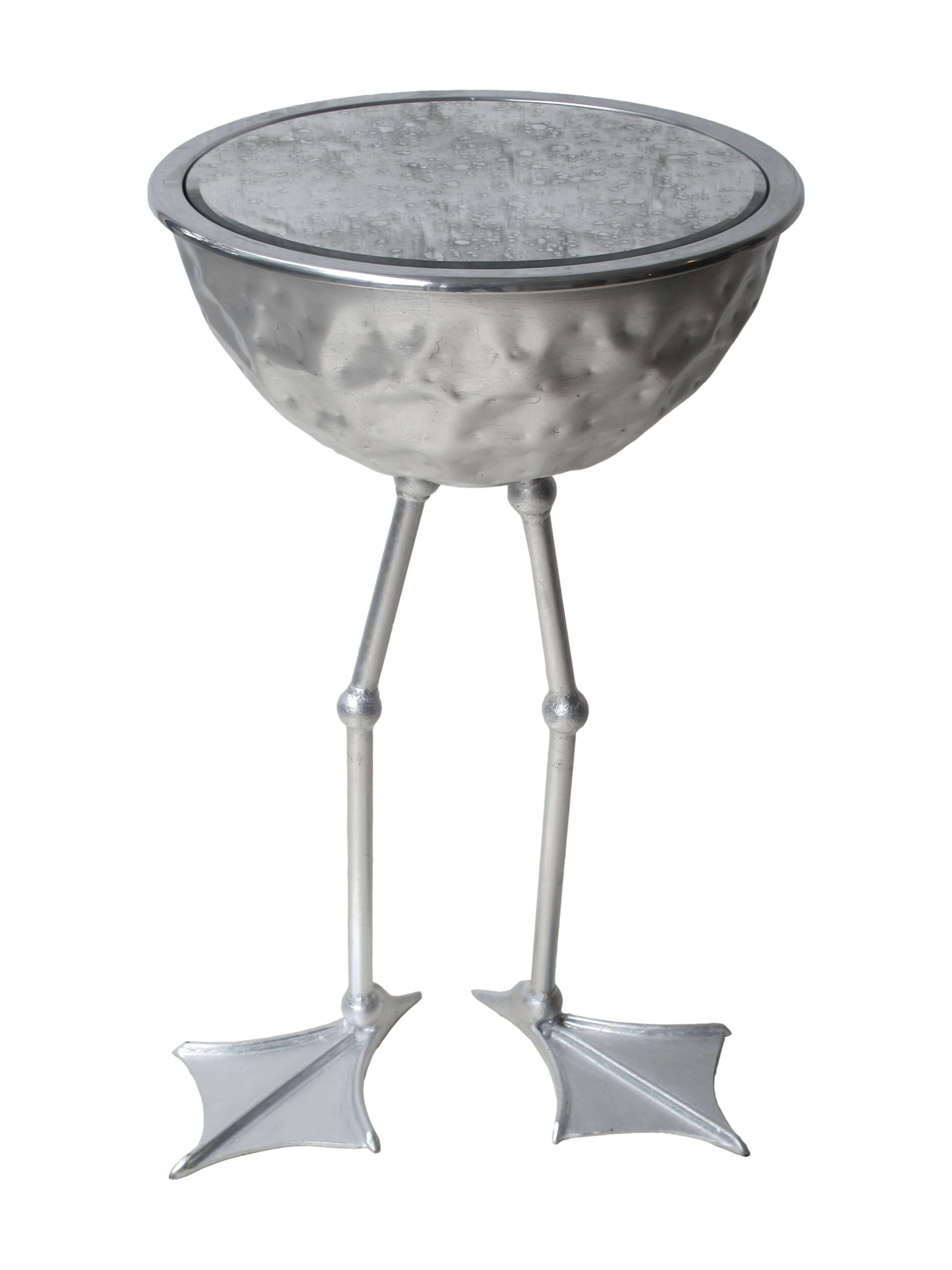 Aluminum ‘Flamingo’ Ice Bucket Side Table in Copper Leaf by Johntomjoe