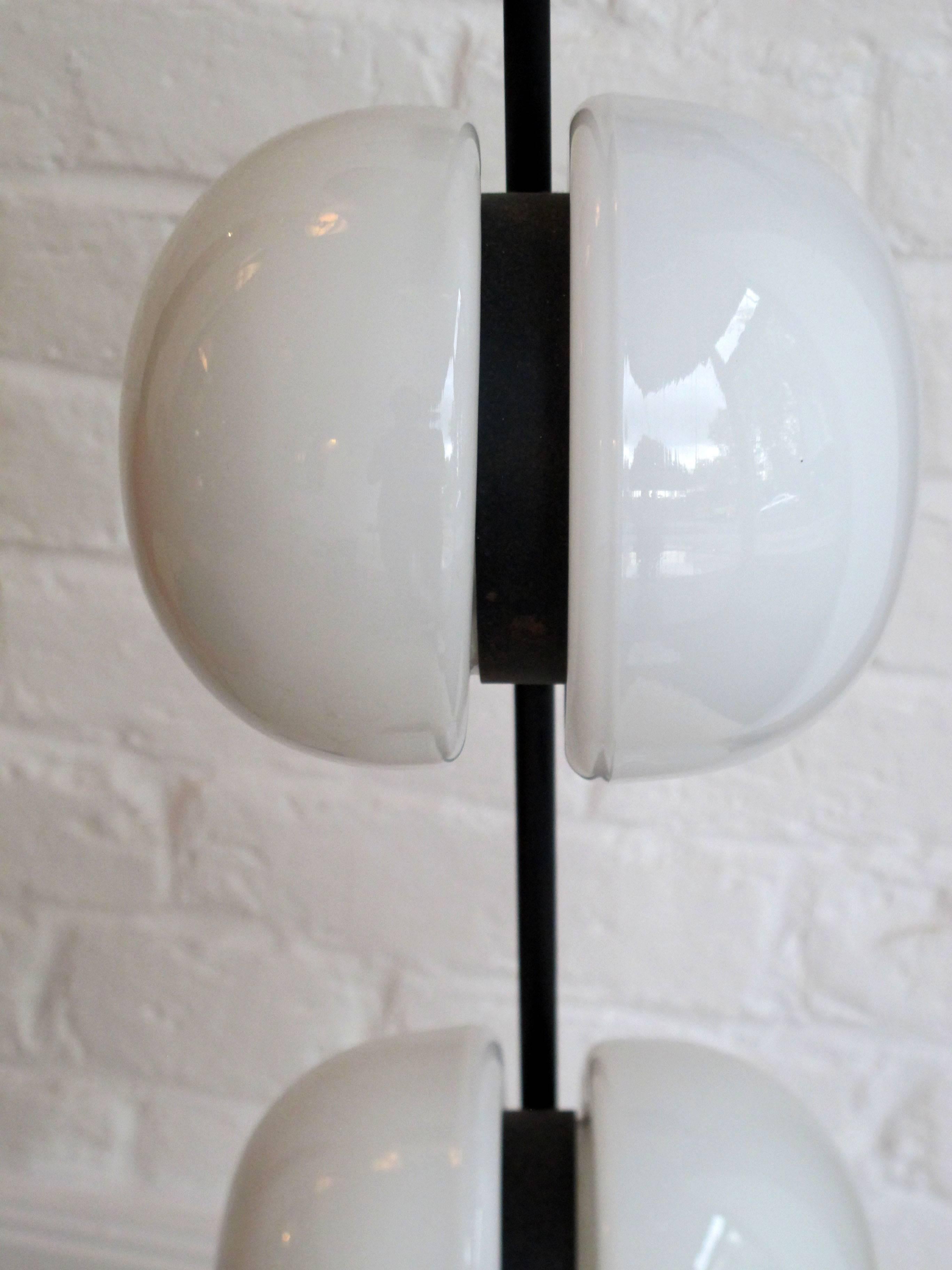 Mid-Century Modern Unusual Opaline and Brass Standing Lamp by Maison Lunel For Sale