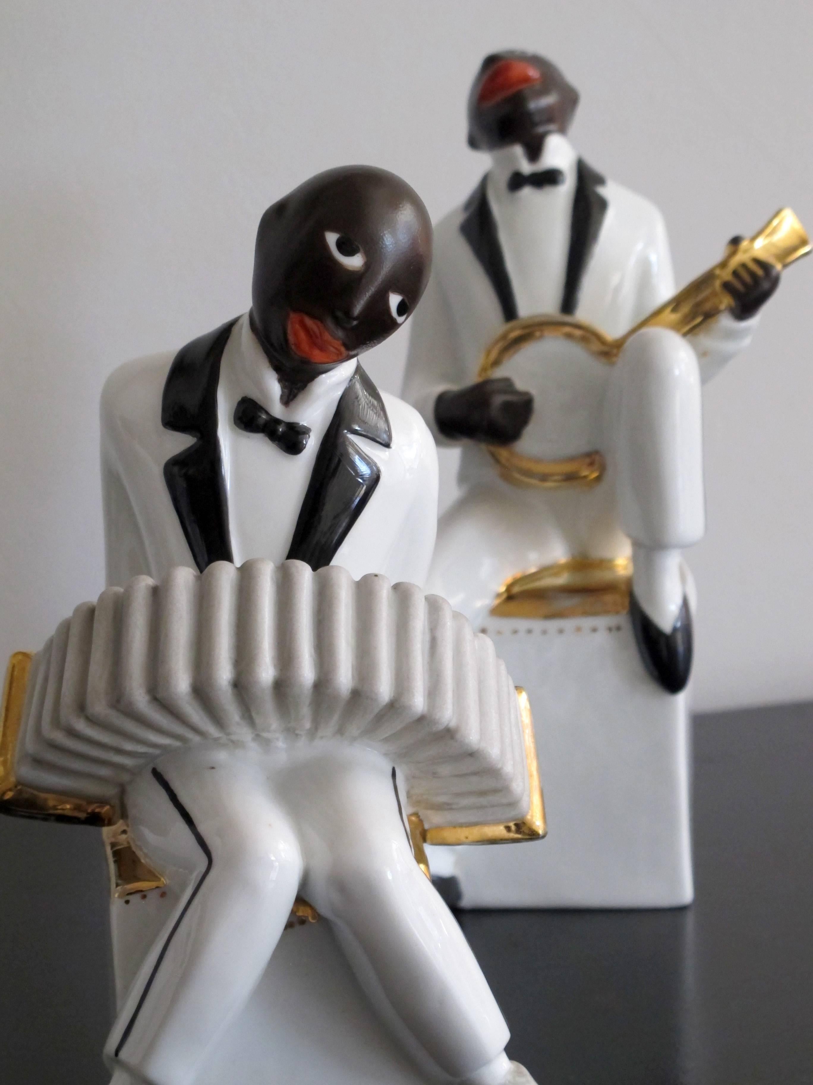 Français Bande de jazz Art Déco en porcelaine ROBJ en vente