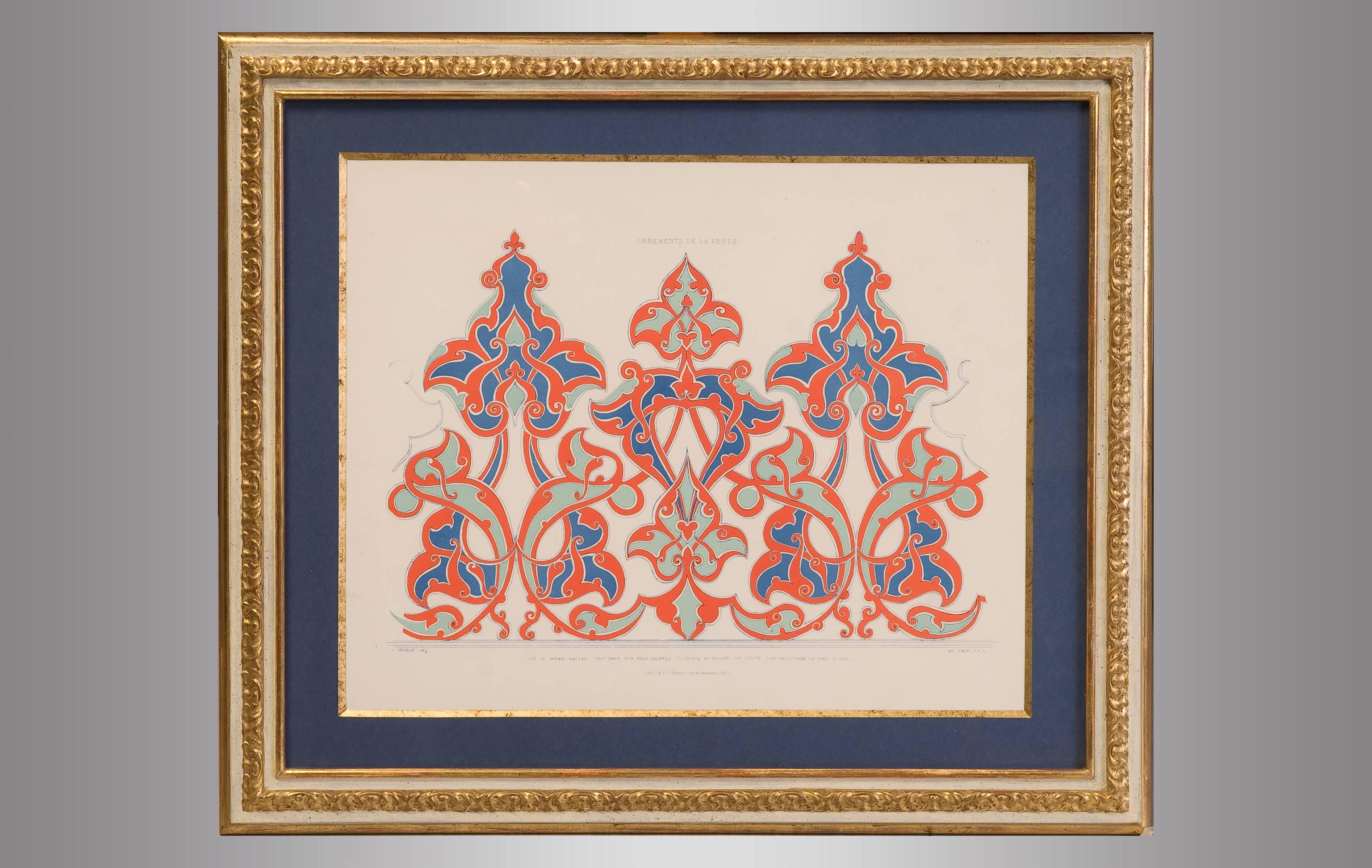 Set of Five French Lithographs with Persian Decorative Motifs In Excellent Condition For Sale In Madrid, ES