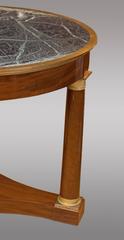 Empire French Center Table in Mahogany with Ormolu and Topped with Tinos Marble