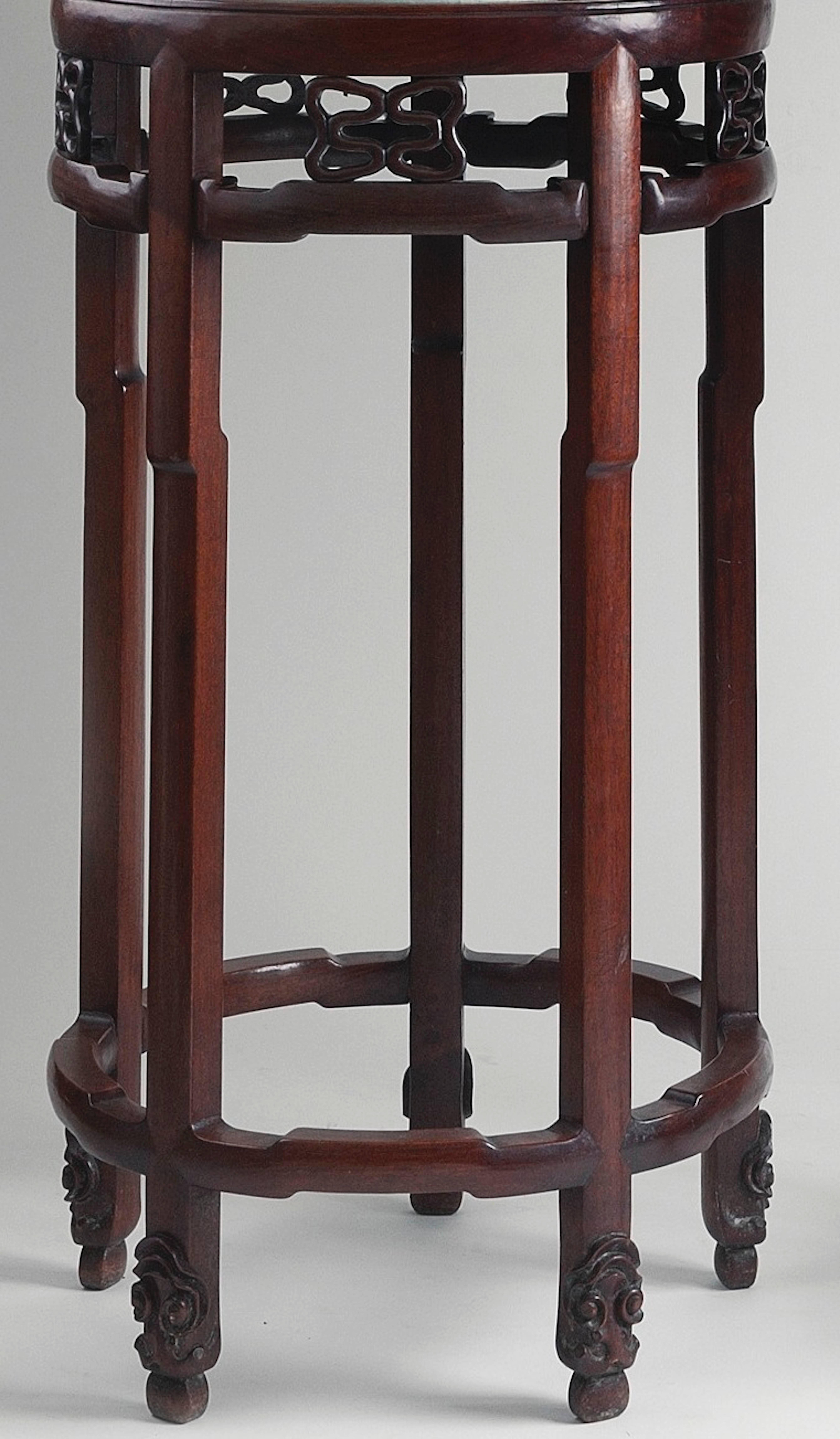 Early 20th Century Chinese Porcelain Planters, circa 1900 Rosewood Original Pedestals For Sale