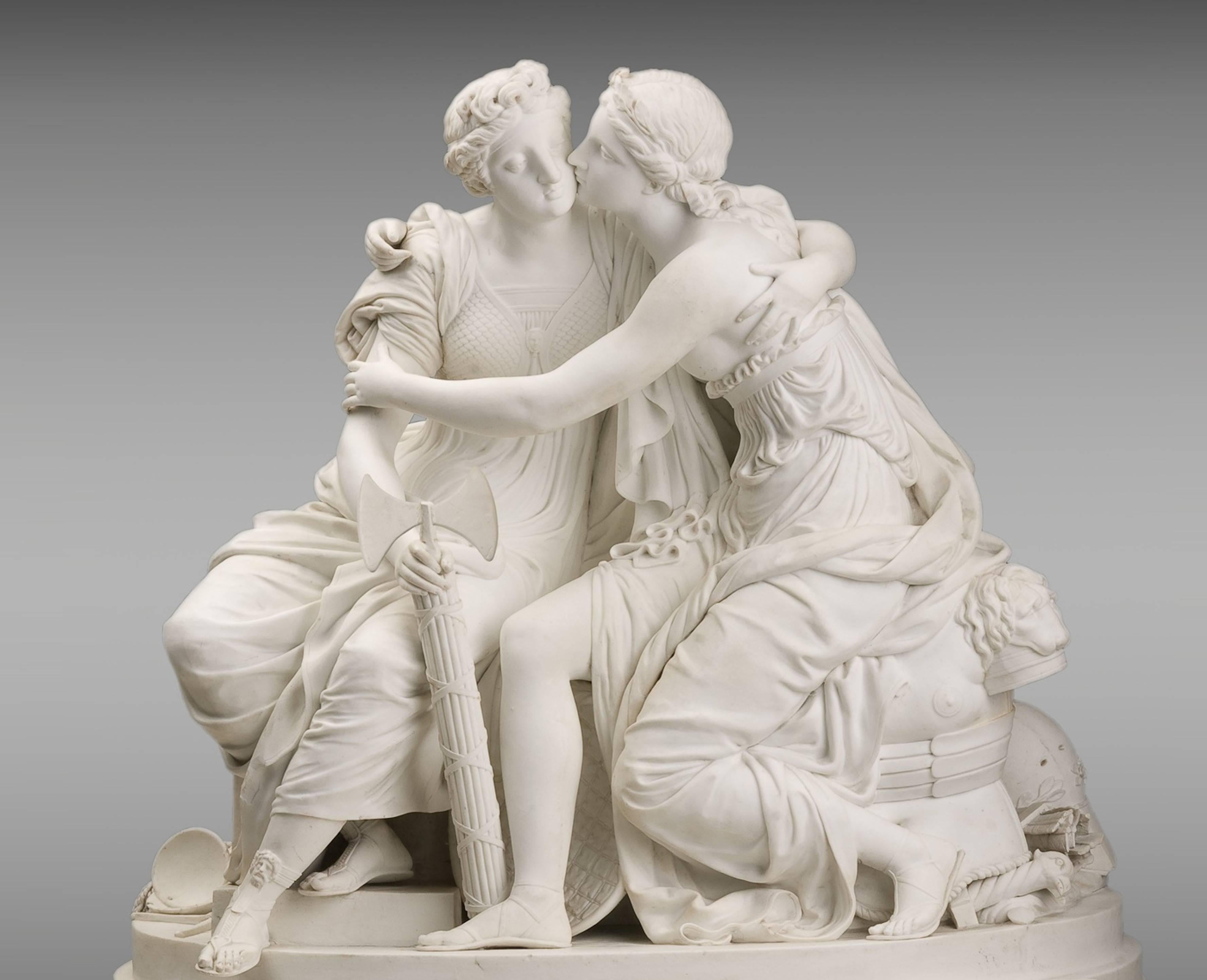 French porcelain group "La Justice et la Paix" end of the 18th century.
An unglazed porcelain group.

