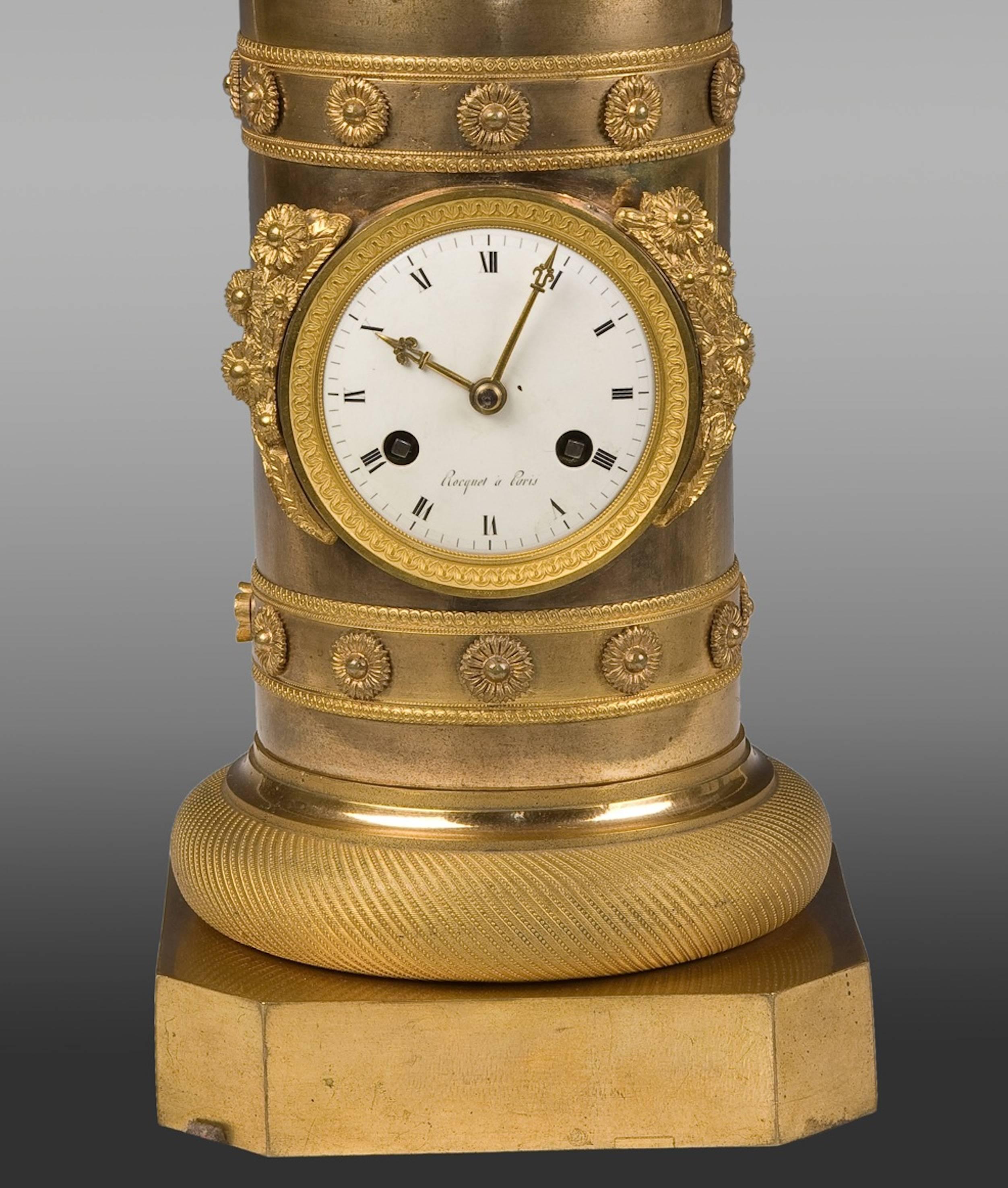French Empire Gilt Bronze Clock Mantel, circa 1800 For Sale