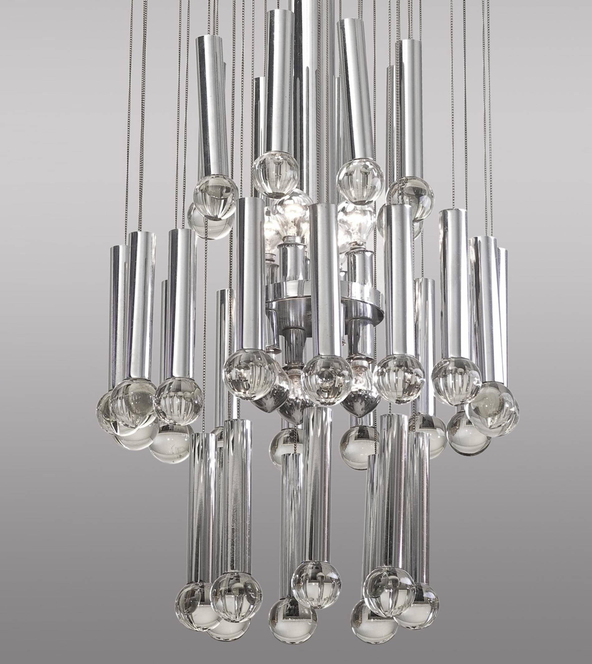 Metal and glass ceiling lamp,
circa 1960.
  
  