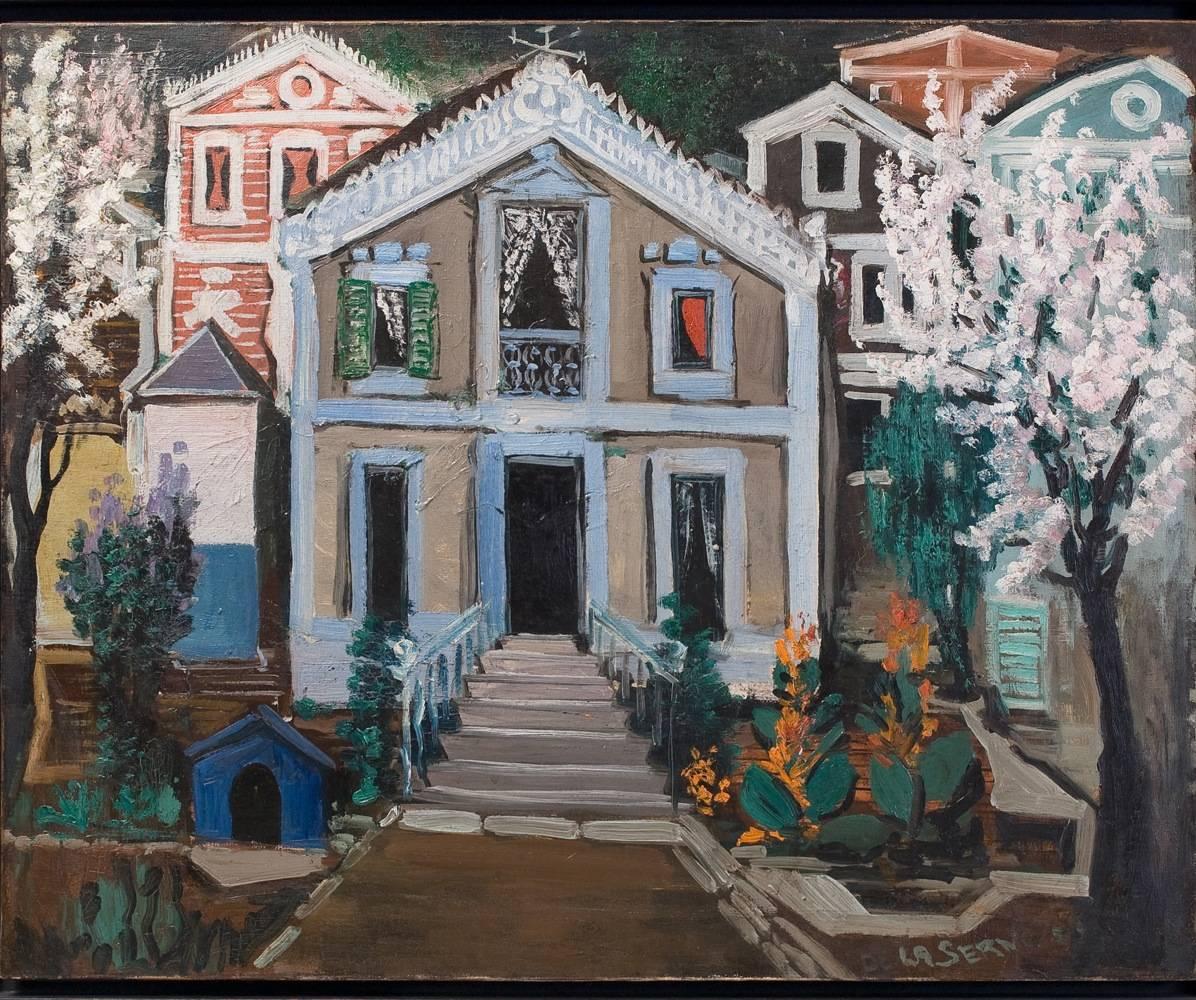 Ismael de la Serna (1898-1968) ''Villa'' oil on canvas. Signed and dated 1952.