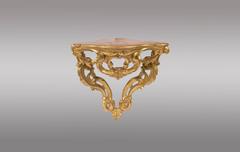 Two Spanish Corner Brackets in Gilded Wood, 18th Century