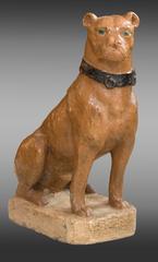 Pair of Painted Dogs Made in Reconstituted Stone, 19th Century