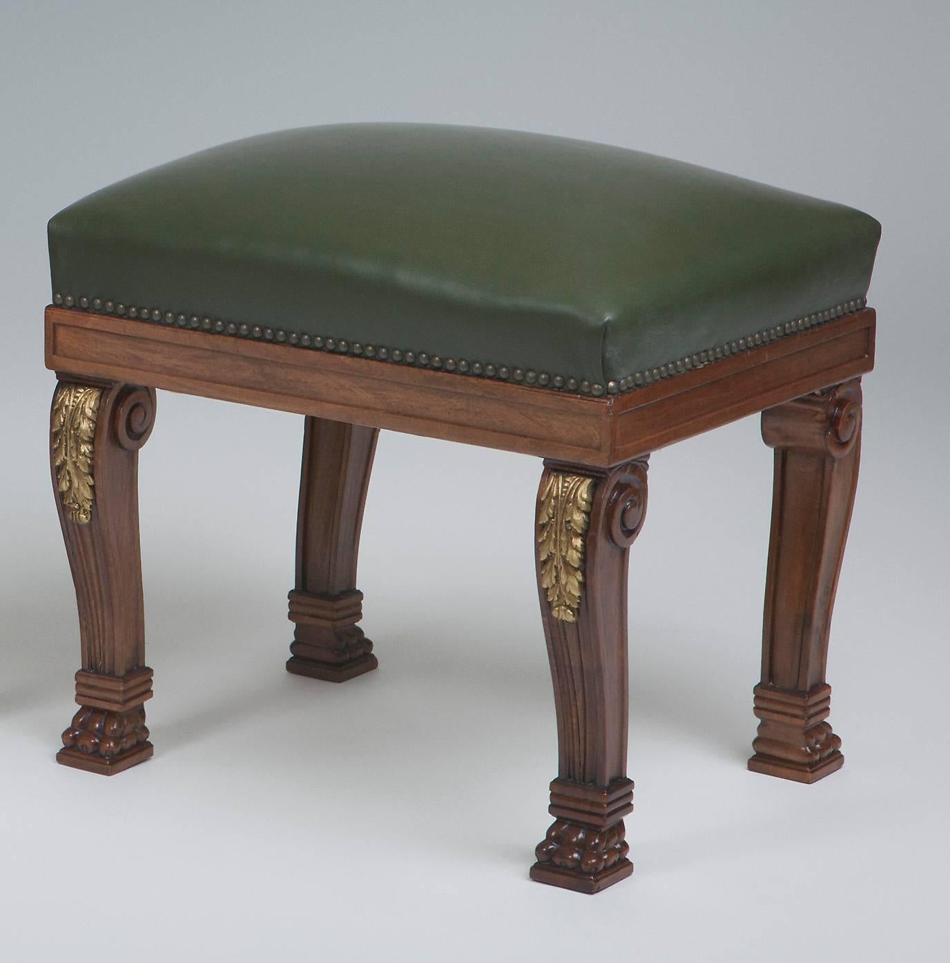 Four Banquettes William IV style. 
In birchwood with bronzes and leather upholstered. 
It can buy two.

 