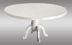 Two Low Tables with Exceptional Work of Mother Pearl Mosaic, circa 1950