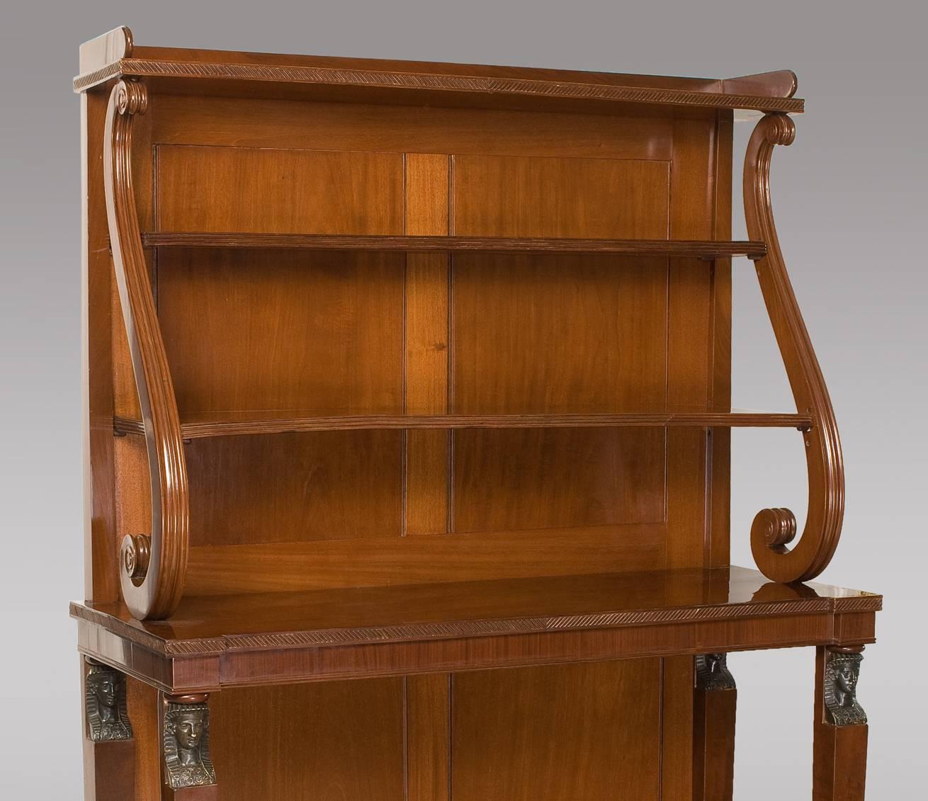 Empire Fine Quality Regency Period Open Bookcase in Solid Mahogany For Sale