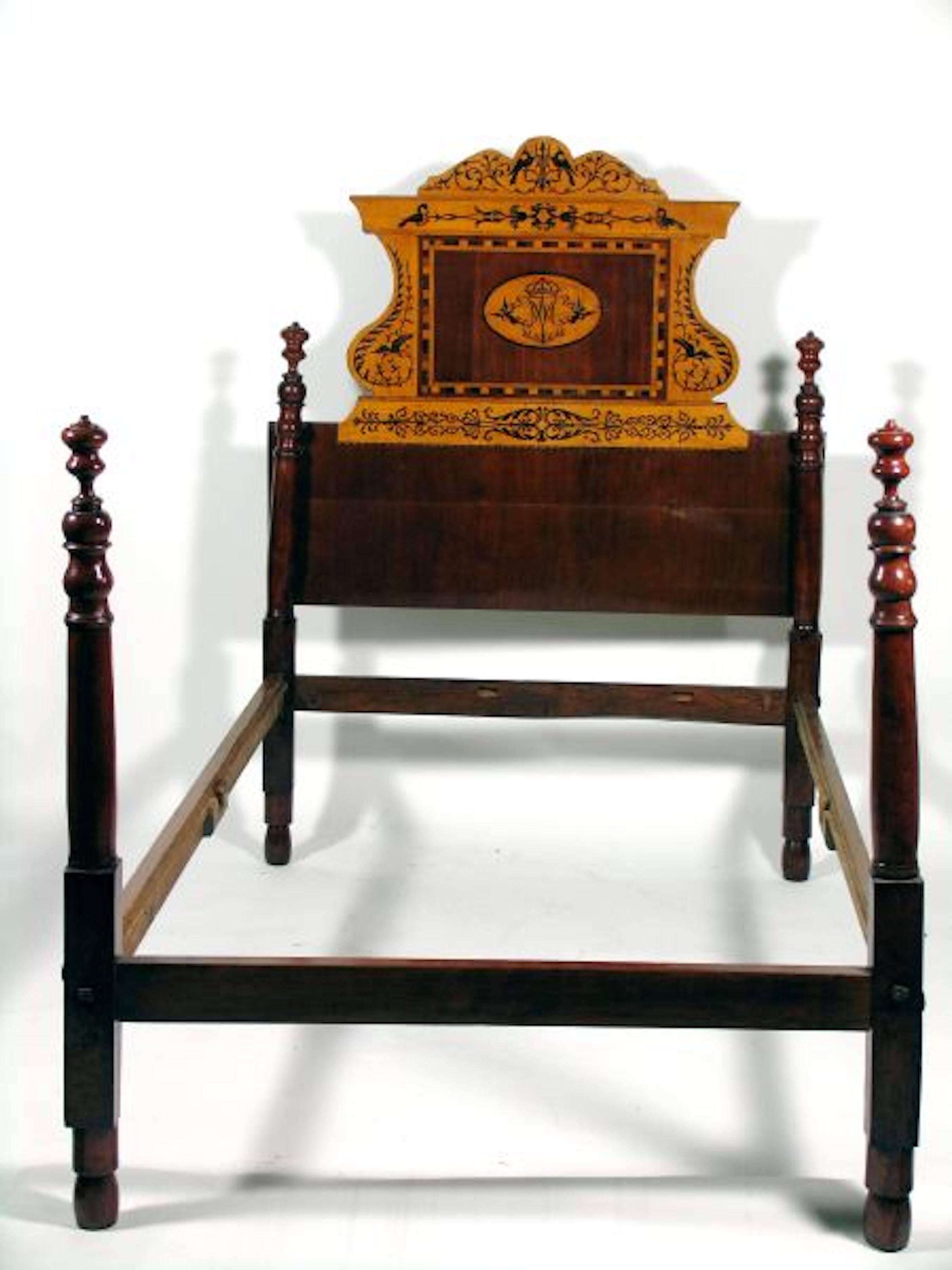 Spanish Four Poster Bed in Mahogany from Majorque, Spain, circa 1850 For Sale